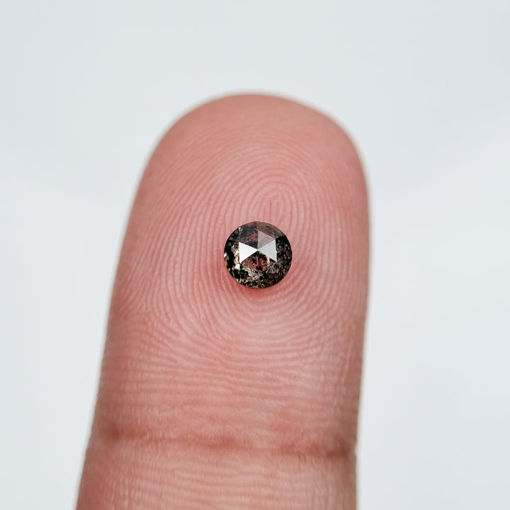 0.41 Ct Round Rose Cut Grey Natural Salt and Pepper Diamond