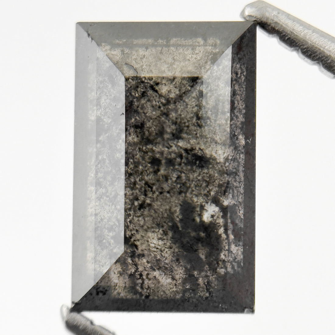 2.06 Ct Baguette Rose Cut Grey Natural Salt and Pepper Diamond