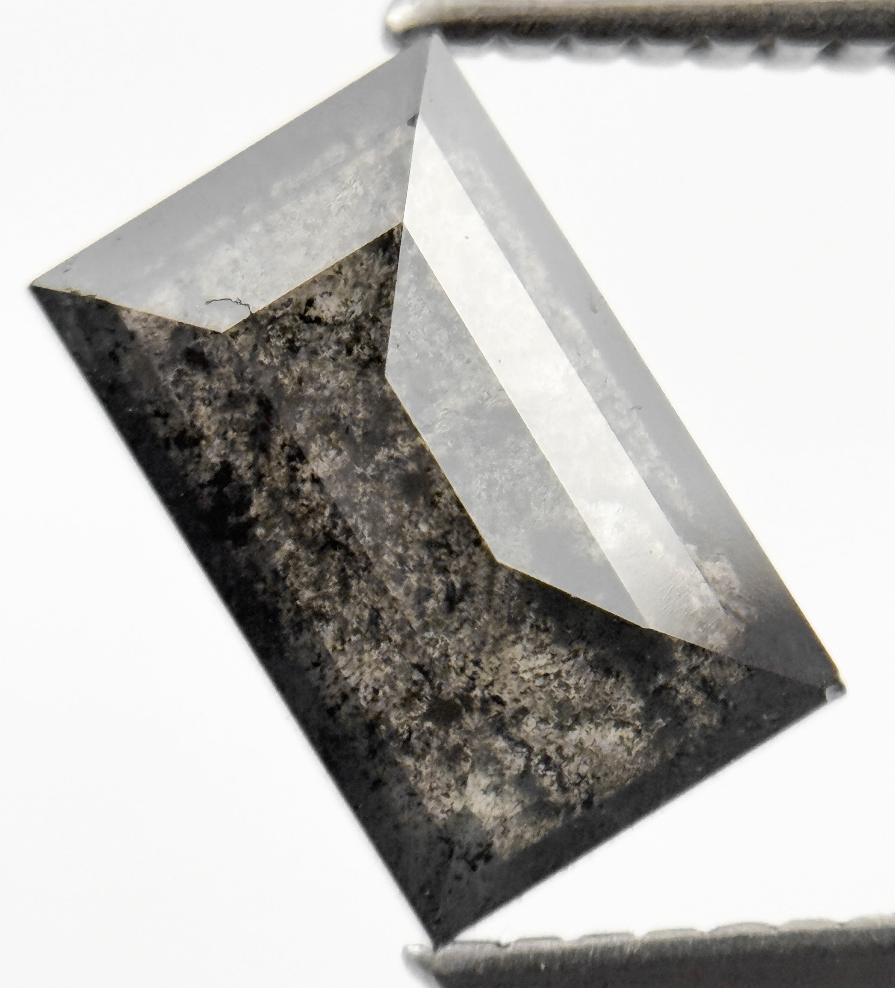 2.06 Ct Baguette Rose Cut Grey Natural Salt and Pepper Diamond