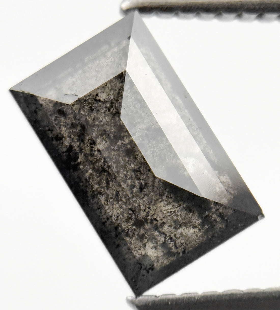 2.06 Ct Baguette Rose Cut Grey Natural Salt and Pepper Diamond