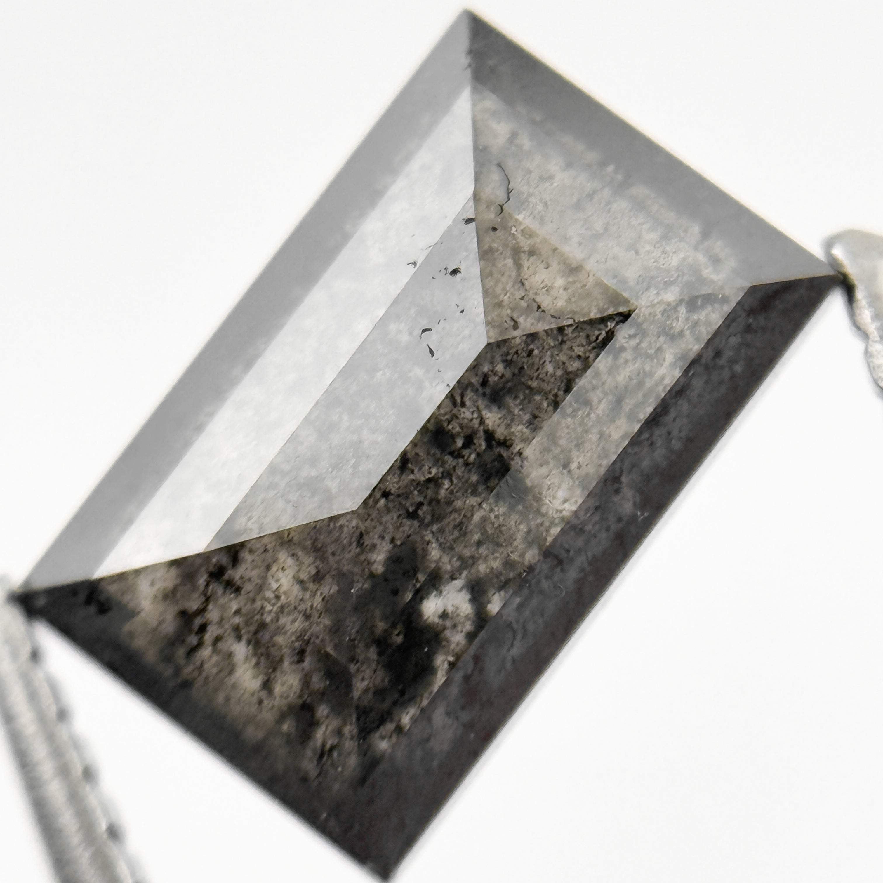 2.06 Ct Baguette Rose Cut Grey Natural Salt and Pepper Diamond