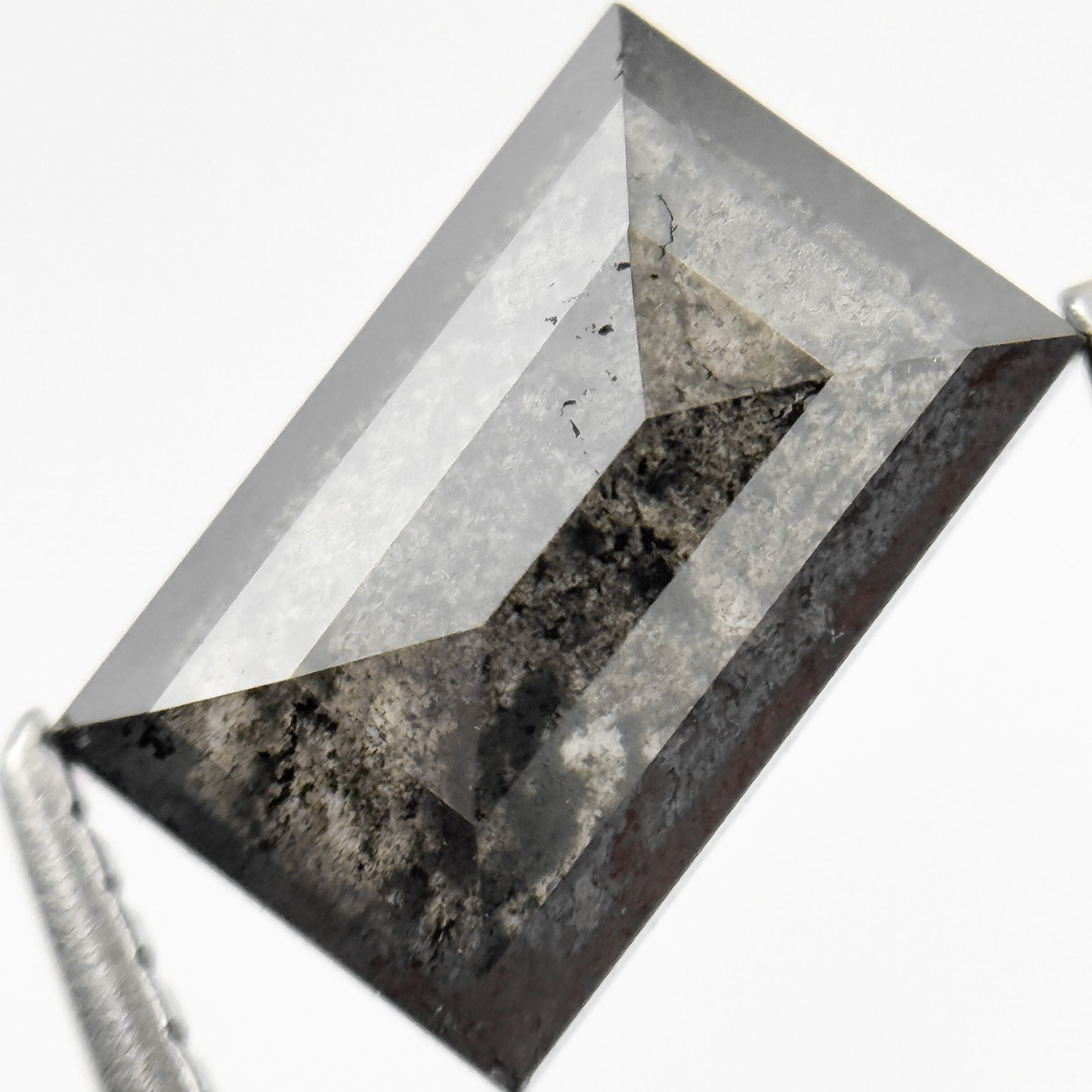 2.06 Ct Baguette Rose Cut Grey Natural Salt and Pepper Diamond