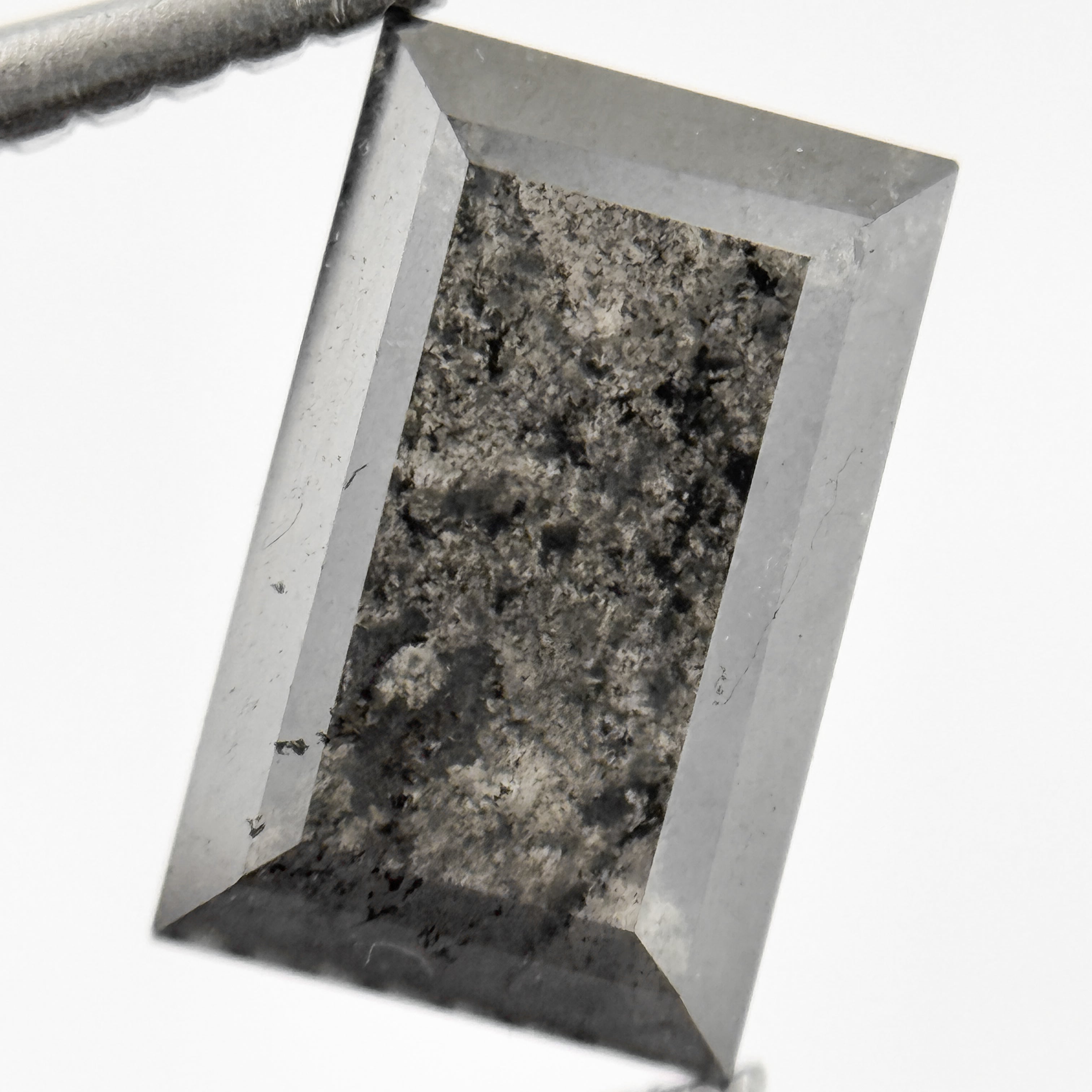 2.06 Ct Baguette Rose Cut Grey Natural Salt and Pepper Diamond