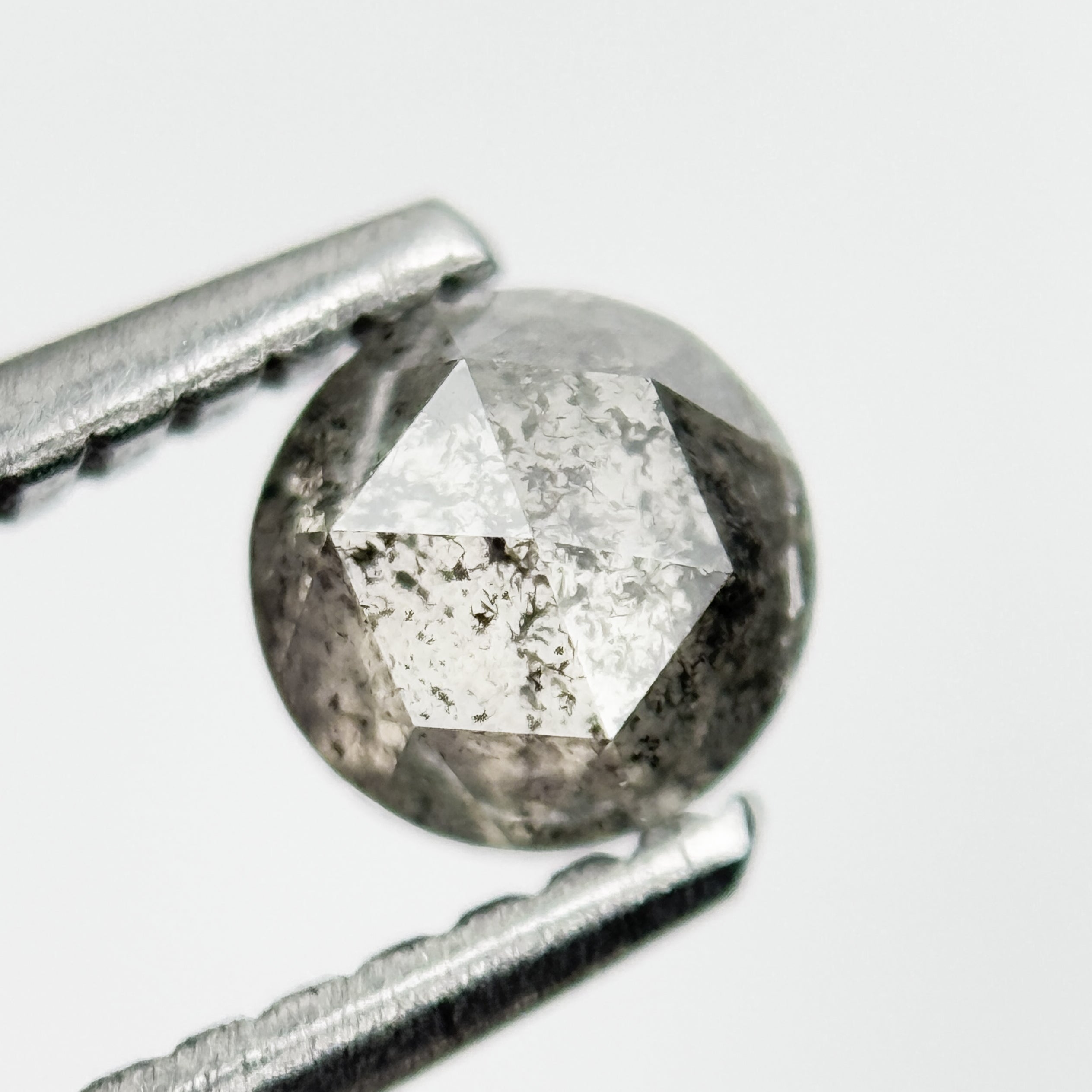 0.45 Ct Round Rose Cut Grey Natural Galaxy Diamond