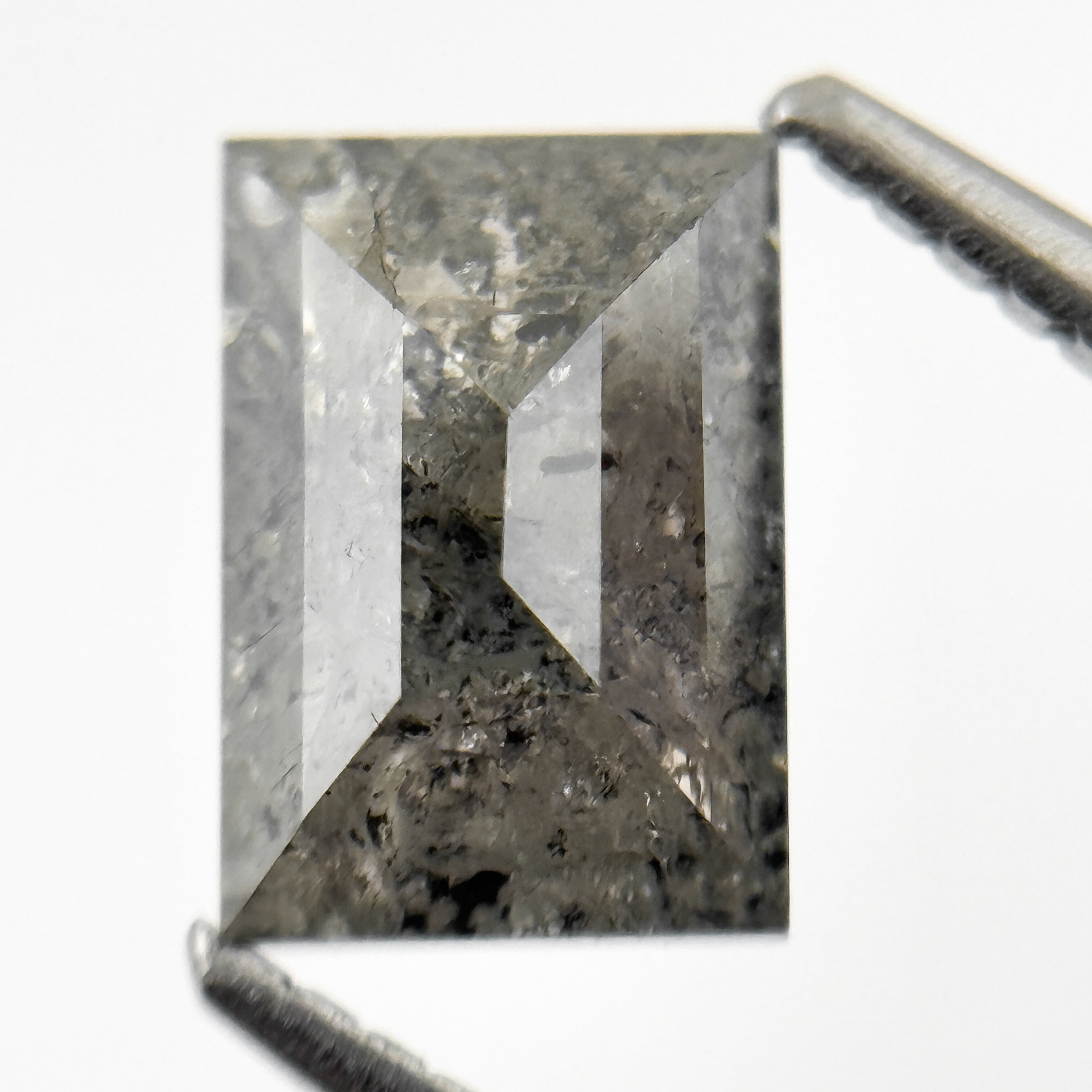 1.96 Ct Baguette Rose Cut Grey Natural Salt and Pepper Diamond