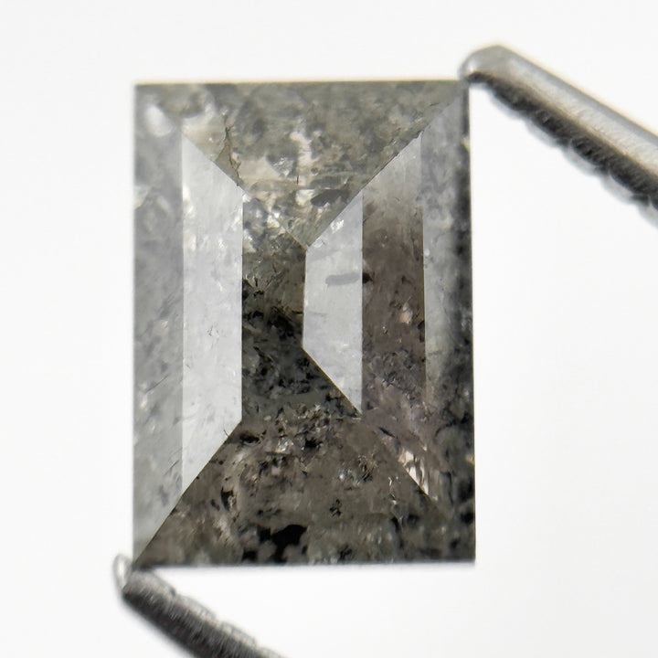 1.96 Ct Baguette Rose Cut Grey Natural Salt and Pepper Diamond