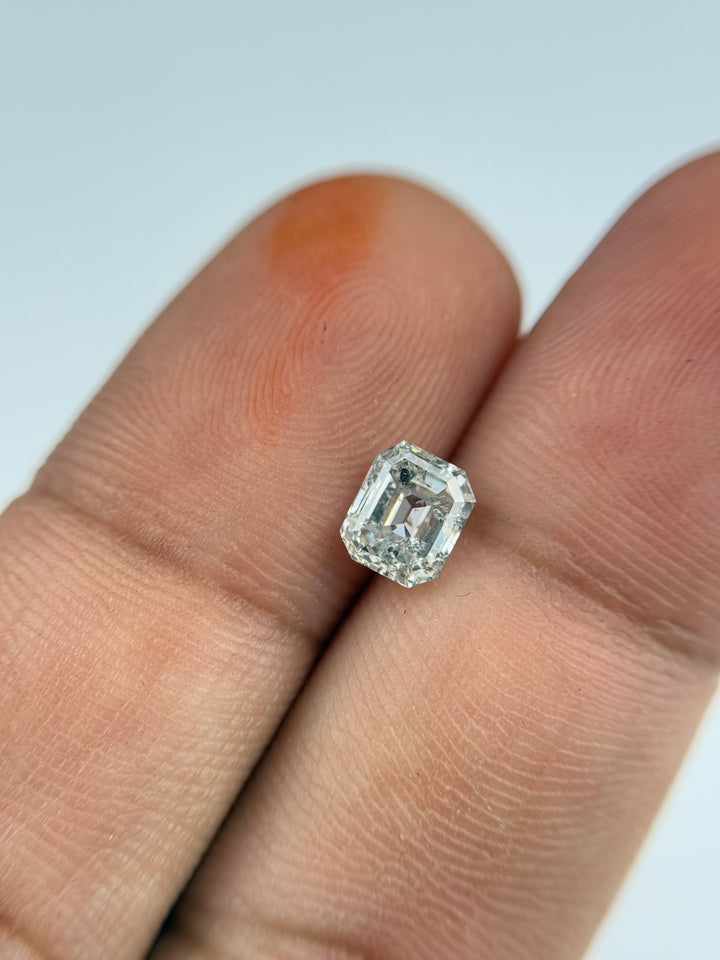 1.02 Ct Emerald Rose Cut White Natural Salt and Pepper Diamond