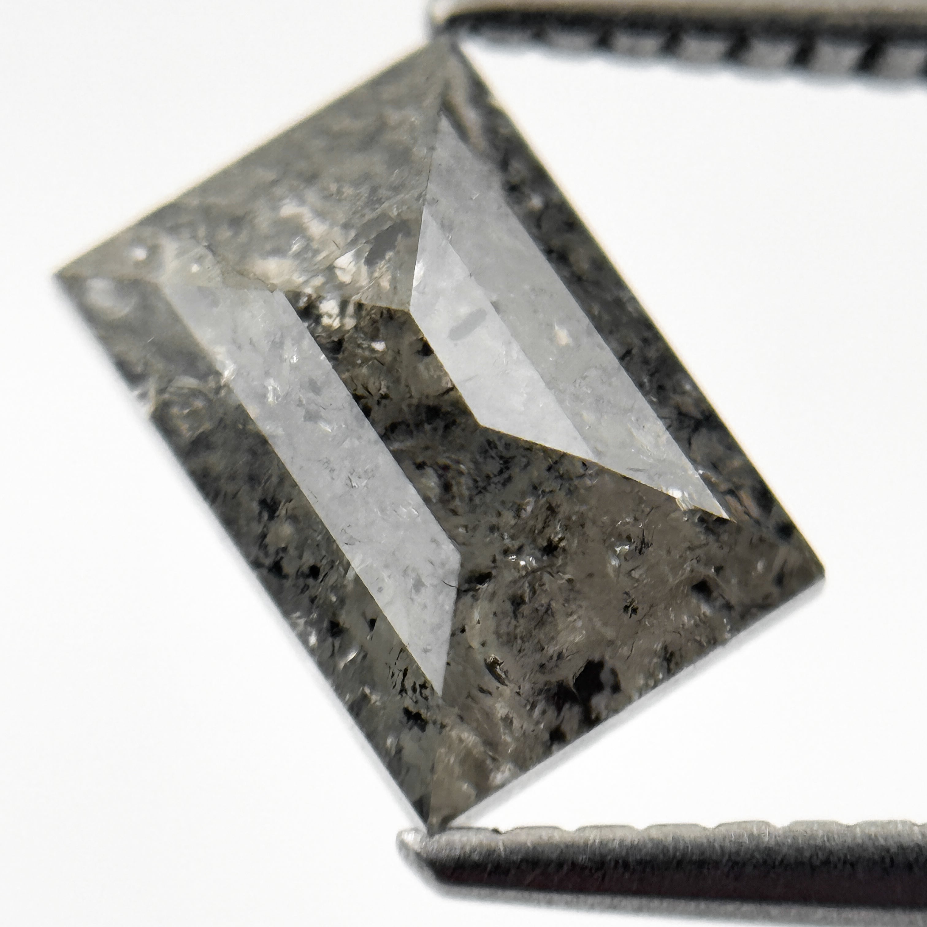 1.96 Ct Baguette Rose Cut Grey Natural Salt and Pepper Diamond