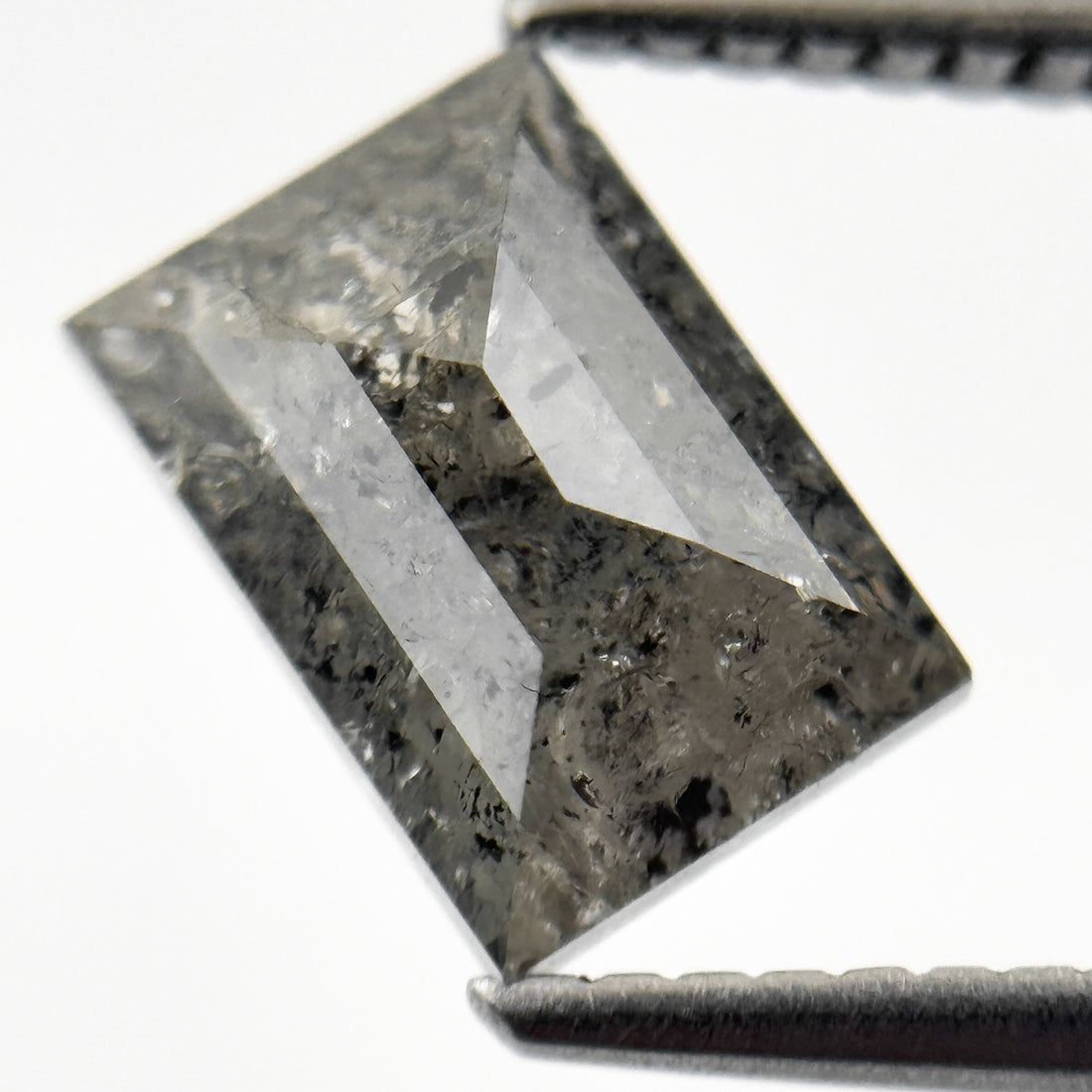 1.96 Ct Baguette Rose Cut Grey Natural Salt and Pepper Diamond