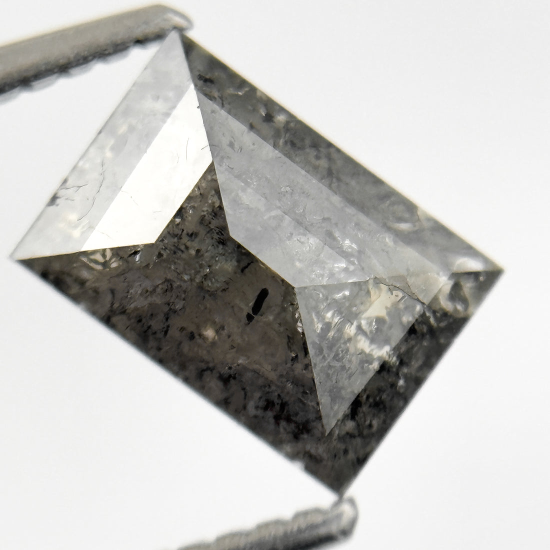 1.96 Ct Baguette Rose Cut Grey Natural Salt and Pepper Diamond
