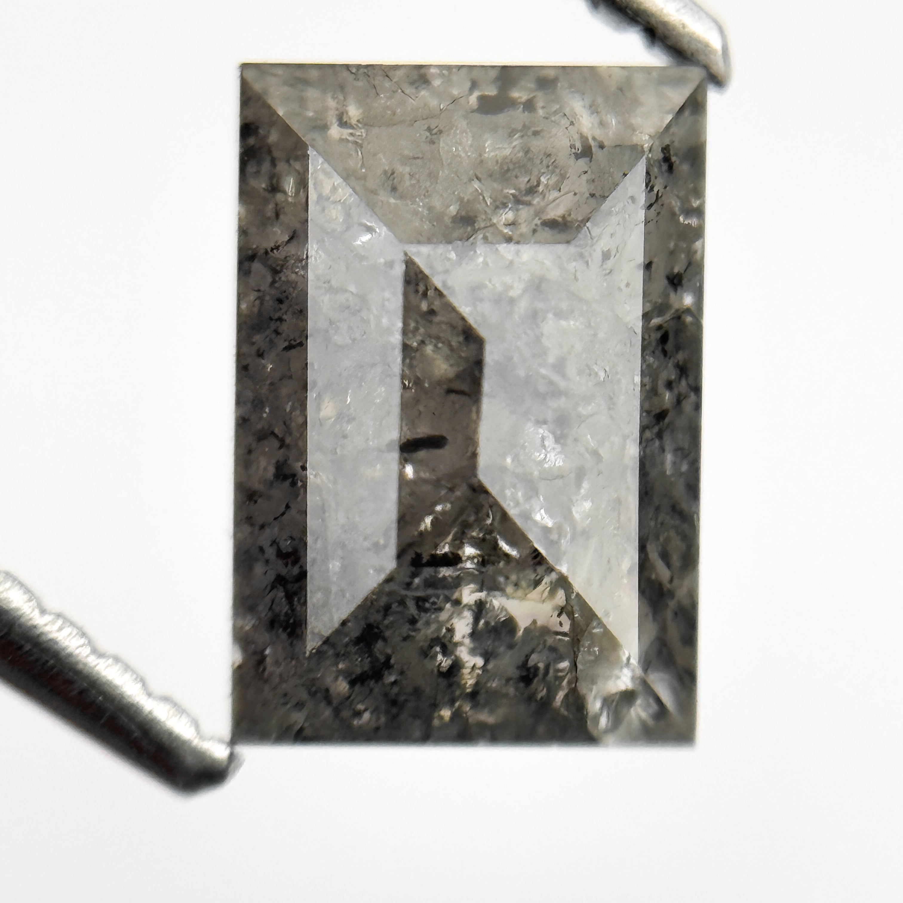 1.96 Ct Baguette Rose Cut Grey Natural Salt and Pepper Diamond