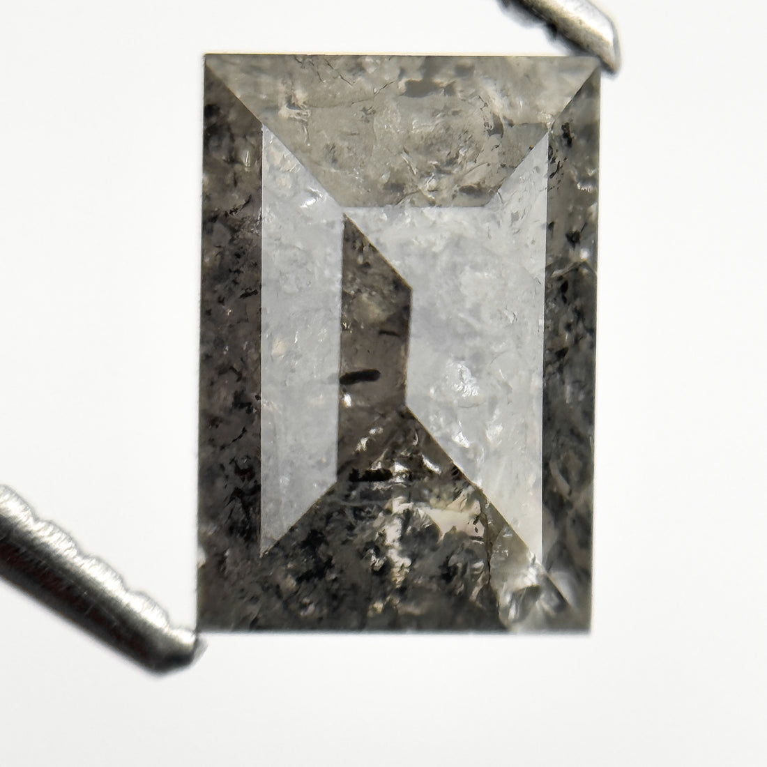 1.96 Ct Baguette Rose Cut Grey Natural Salt and Pepper Diamond