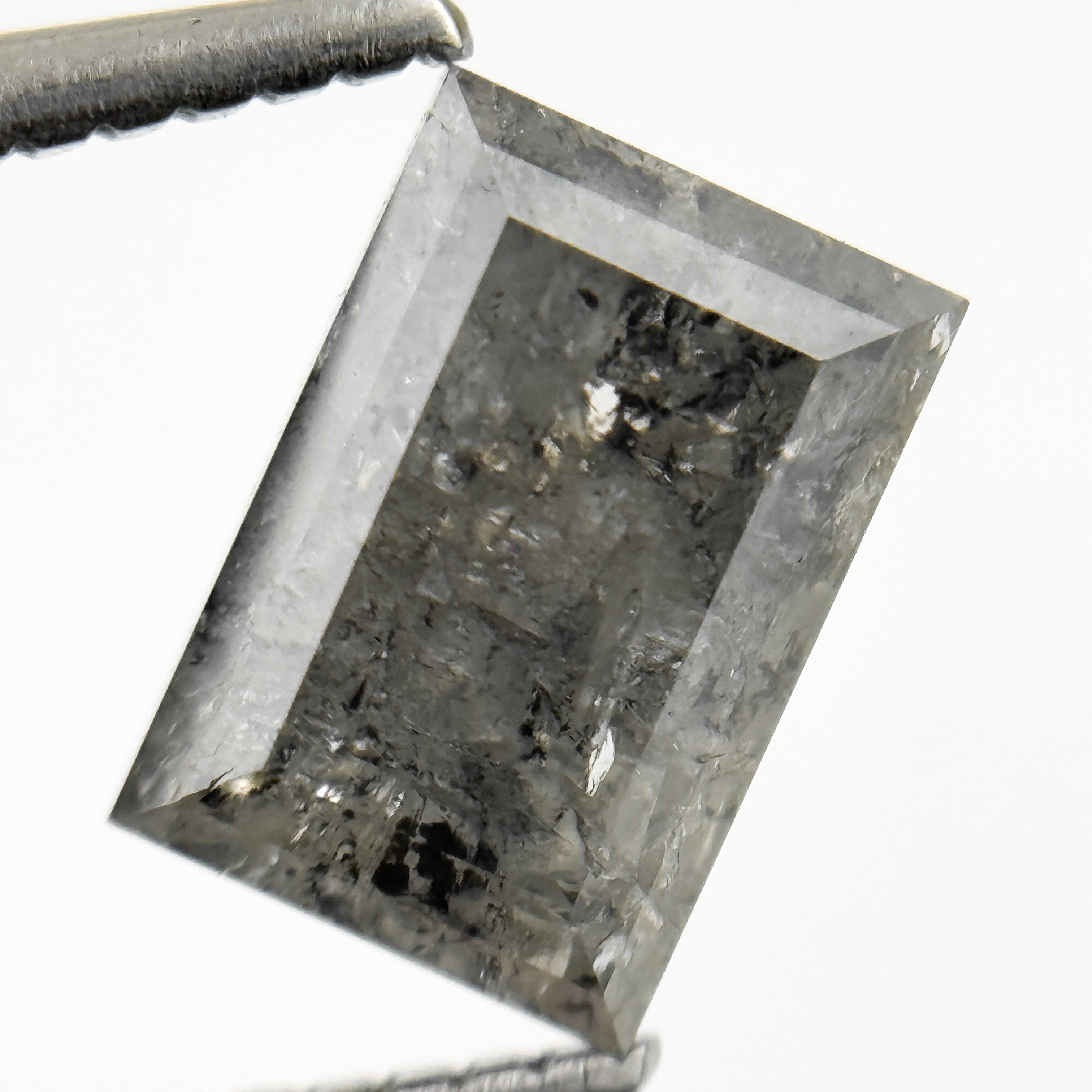 1.96 Ct Baguette Rose Cut Grey Natural Salt and Pepper Diamond