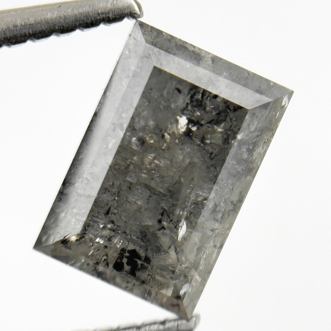 1.96 Ct Baguette Rose Cut Grey Natural Salt and Pepper Diamond
