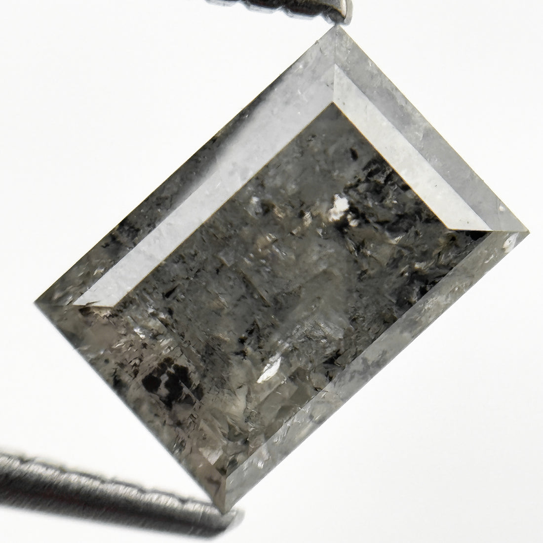 1.96 Ct Baguette Rose Cut Grey Natural Salt and Pepper Diamond