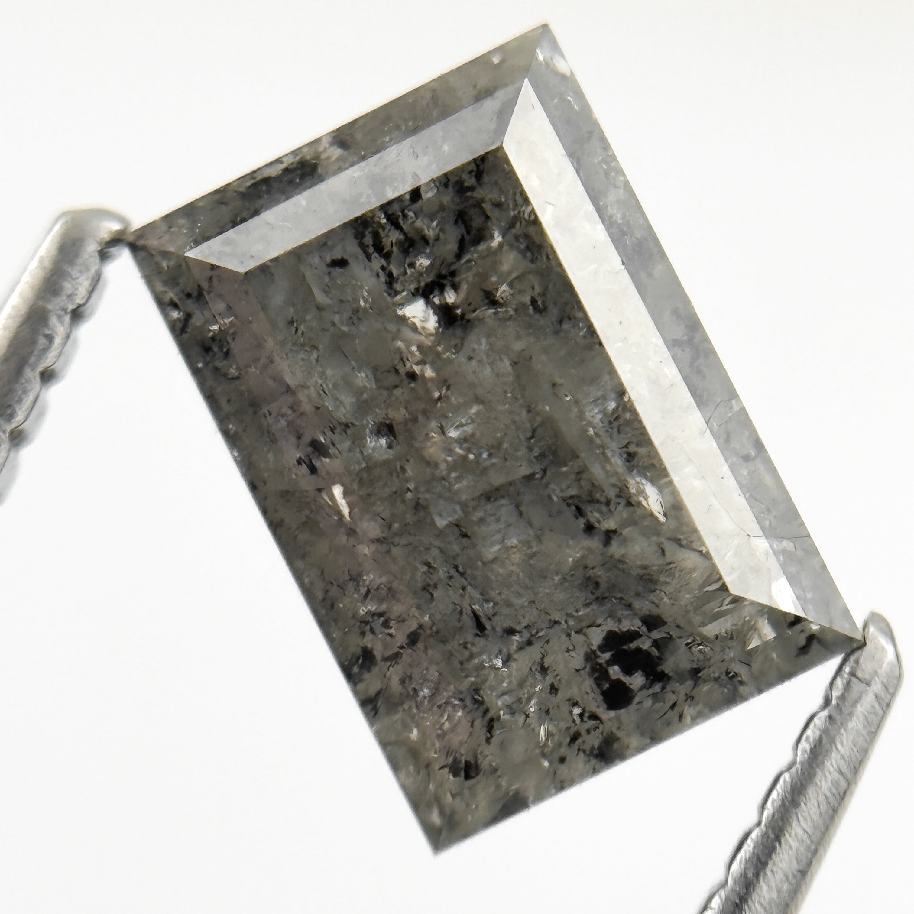 1.96 Ct Baguette Rose Cut Grey Natural Salt and Pepper Diamond