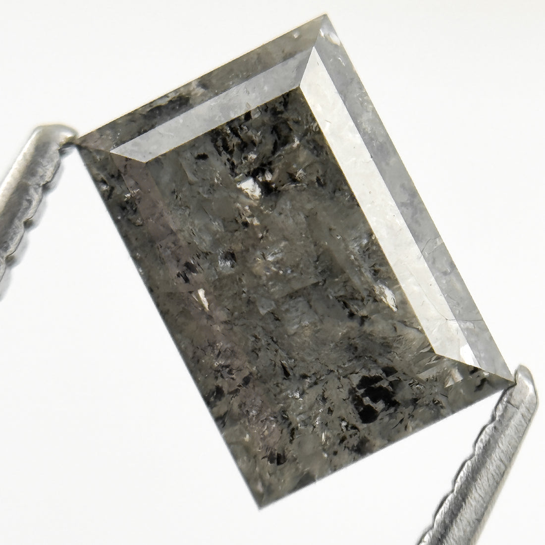 1.96 Ct Baguette Rose Cut Grey Natural Salt and Pepper Diamond