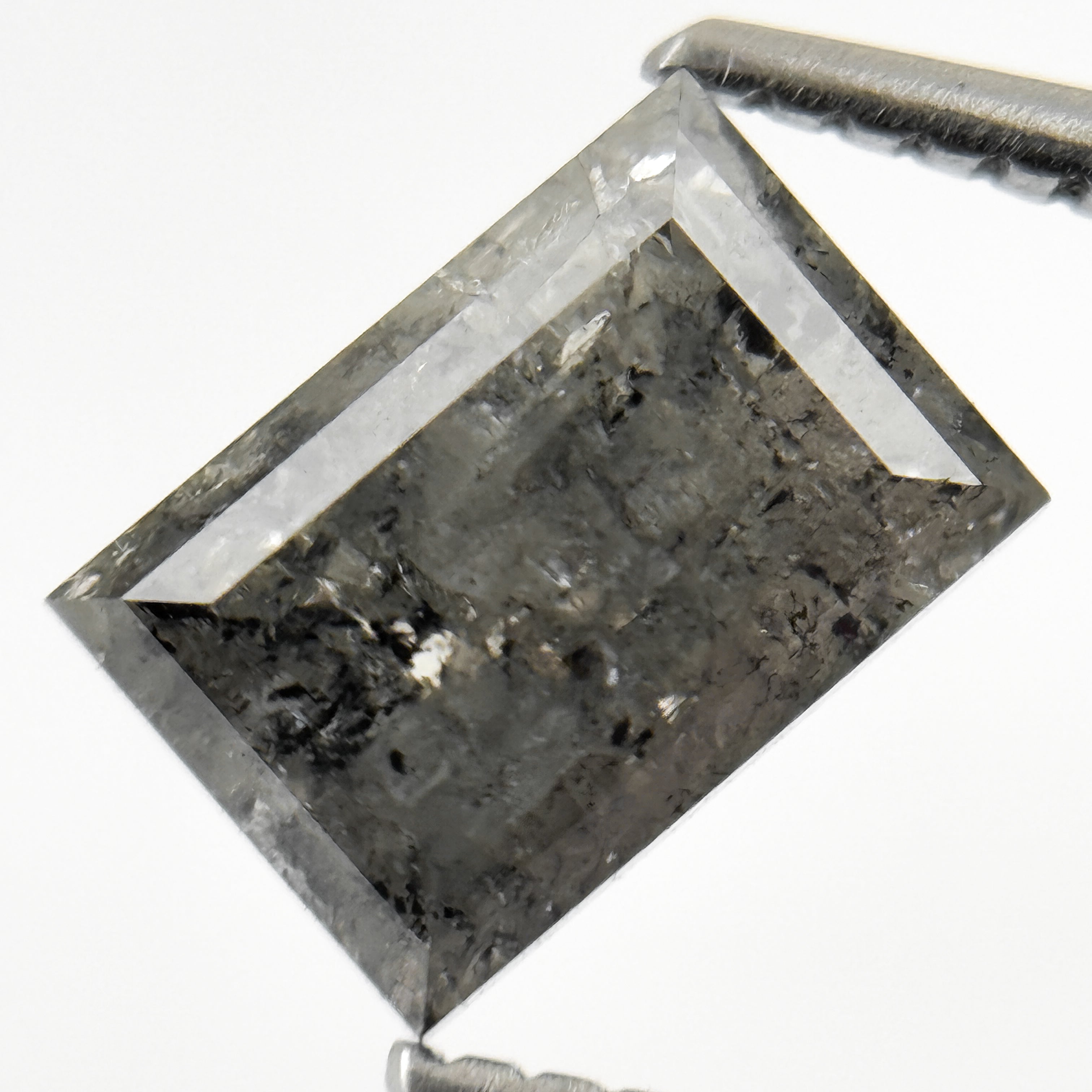 1.96 Ct Baguette Rose Cut Grey Natural Salt and Pepper Diamond