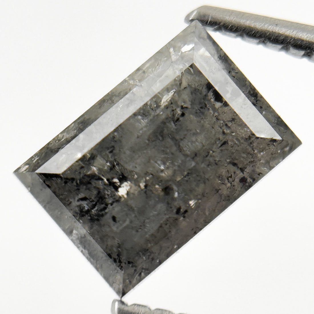 1.96 Ct Baguette Rose Cut Grey Natural Salt and Pepper Diamond