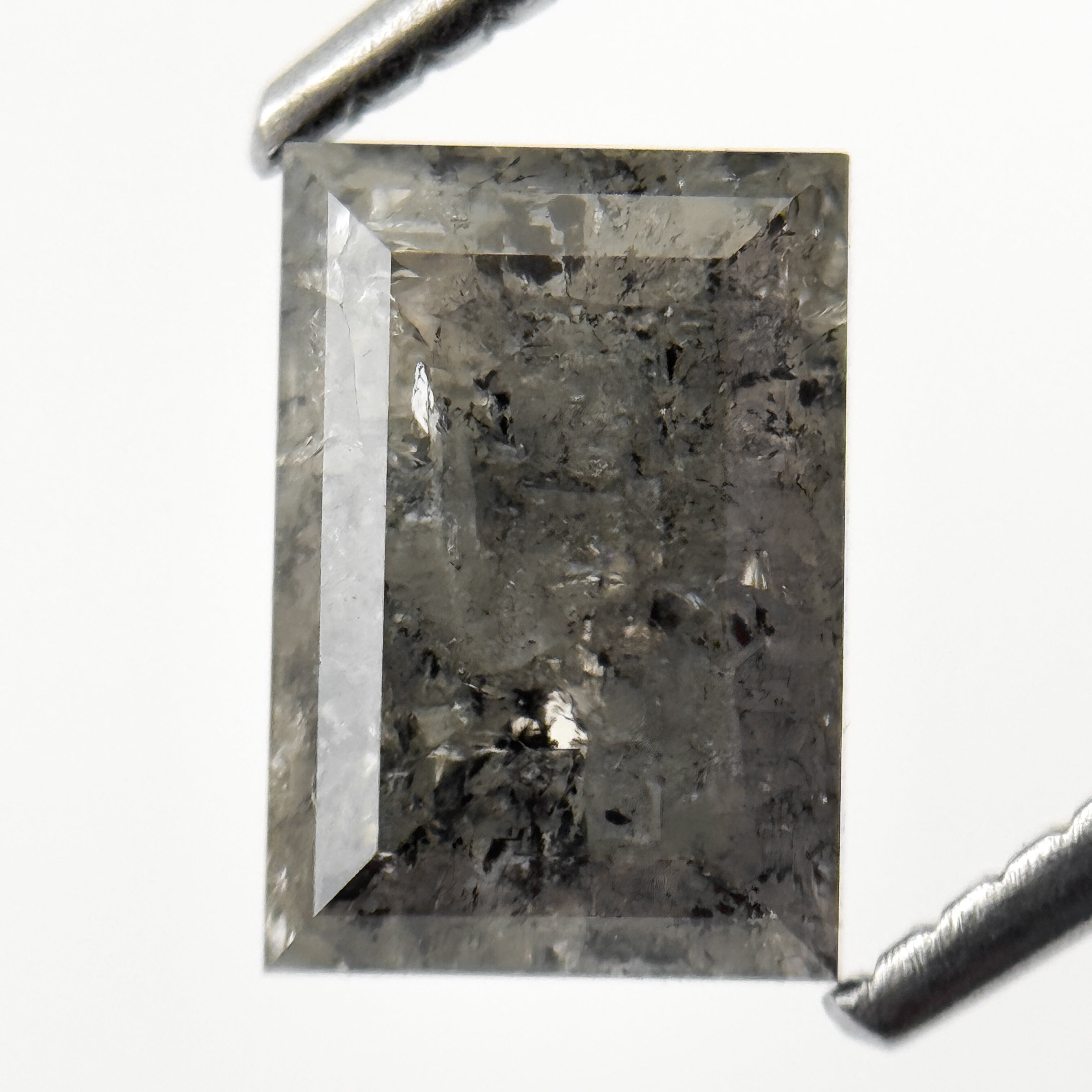 1.96 Ct Baguette Rose Cut Grey Natural Salt and Pepper Diamond