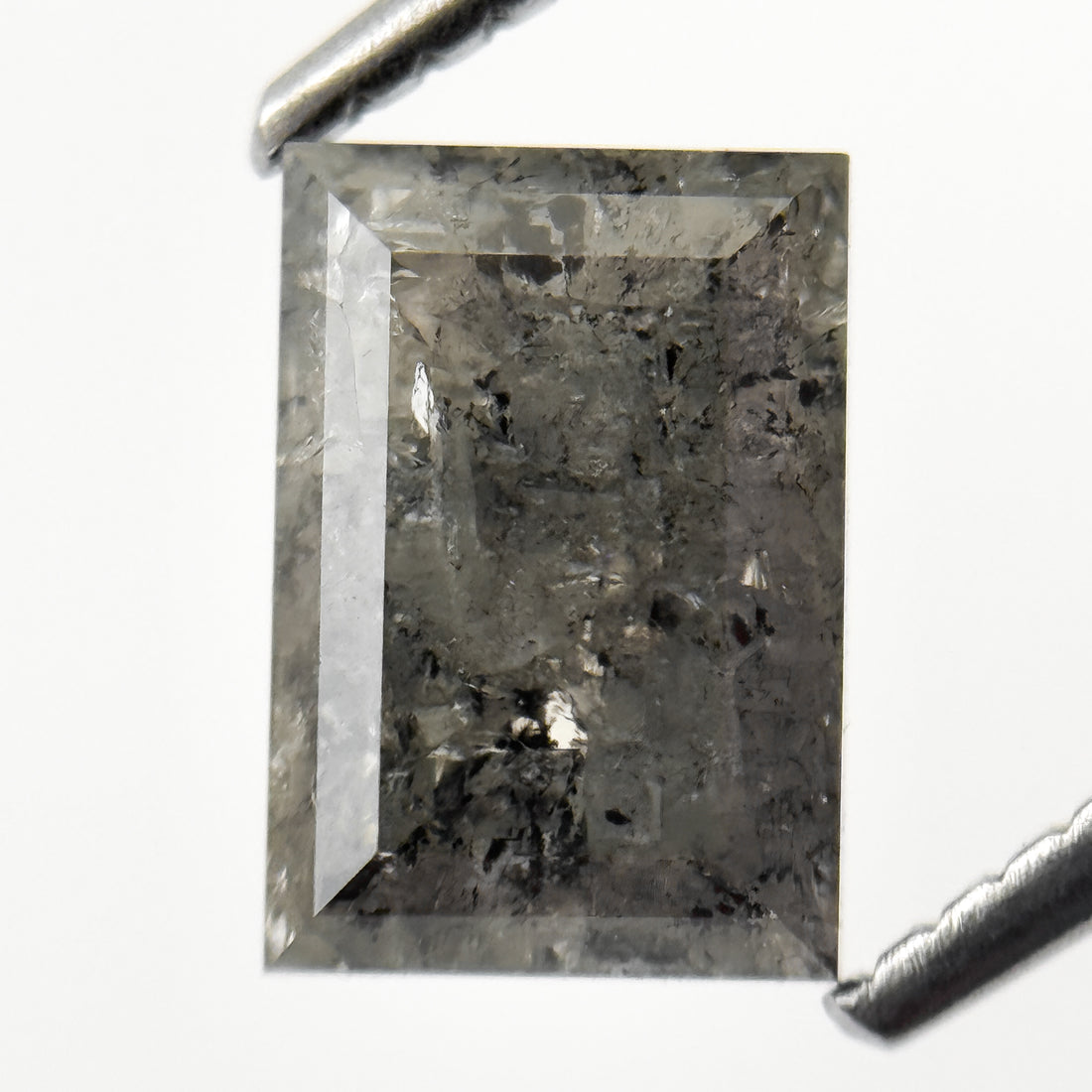 1.96 Ct Baguette Rose Cut Grey Natural Salt and Pepper Diamond