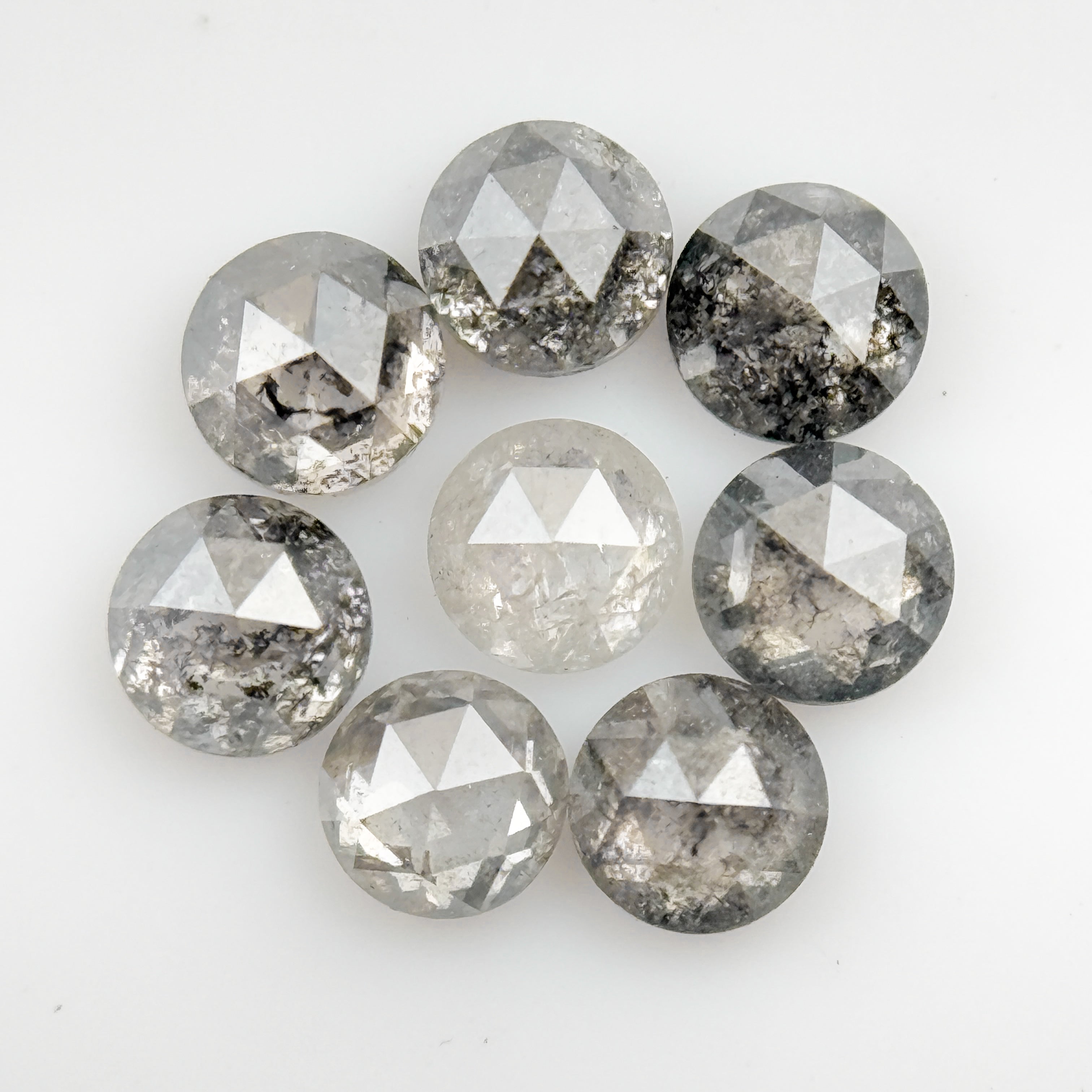 3 MM Round Rose Cut Grey Natural Galaxy Diamond