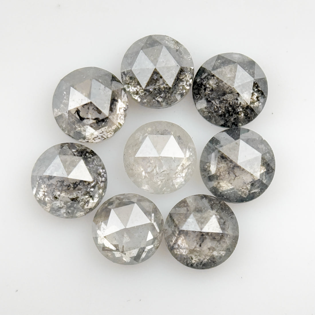 3 MM Round Rose Cut Grey Natural Galaxy Diamond
