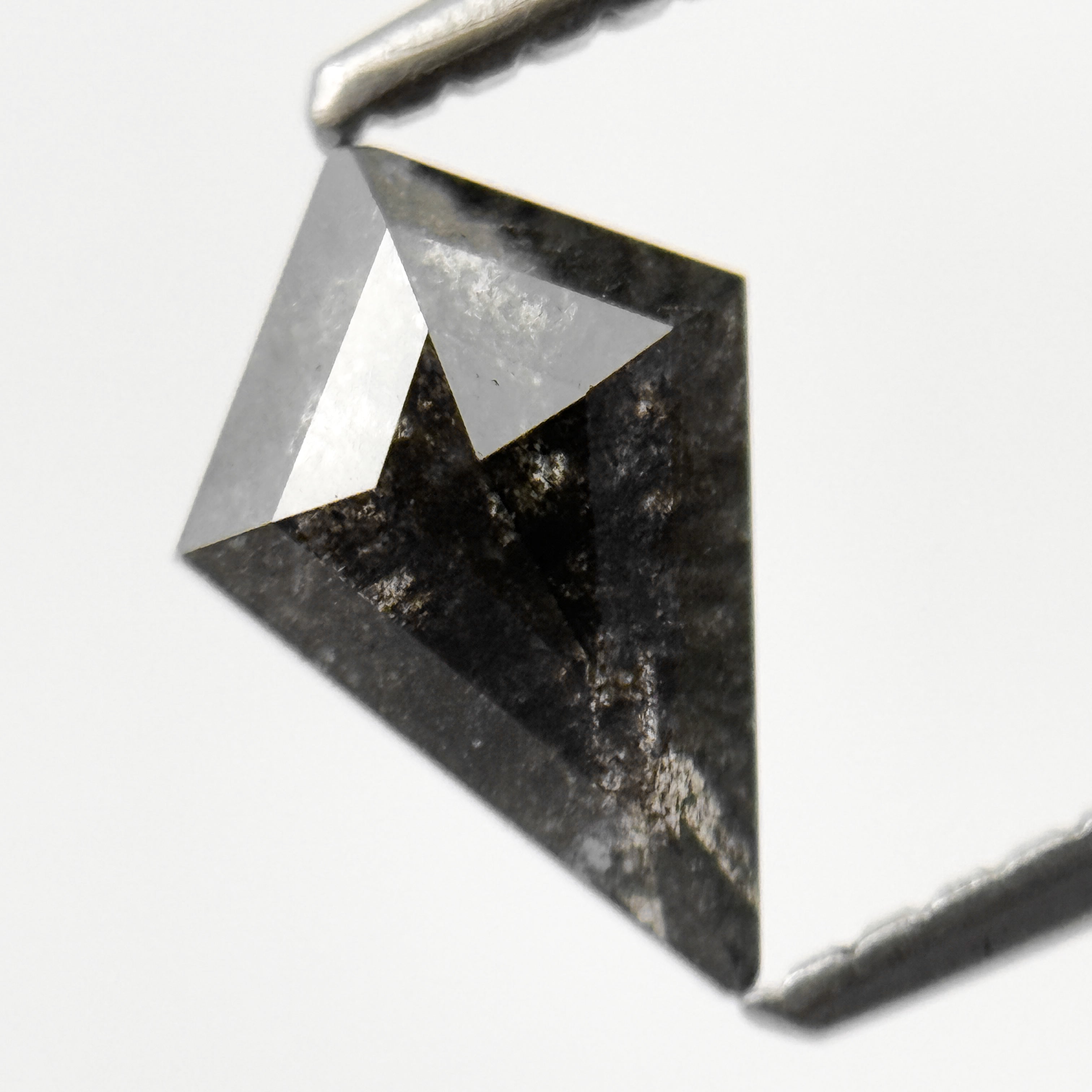 0.96 Ct Kite Rose Cut Black Natural Salt and Pepper Diamond