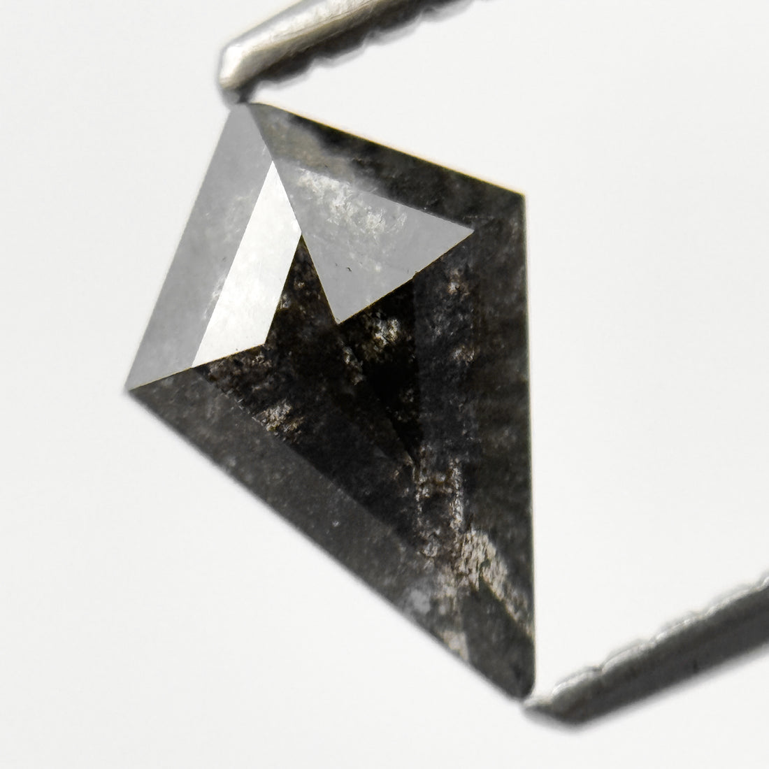 0.96 Ct Kite Rose Cut Black Natural Salt and Pepper Diamond