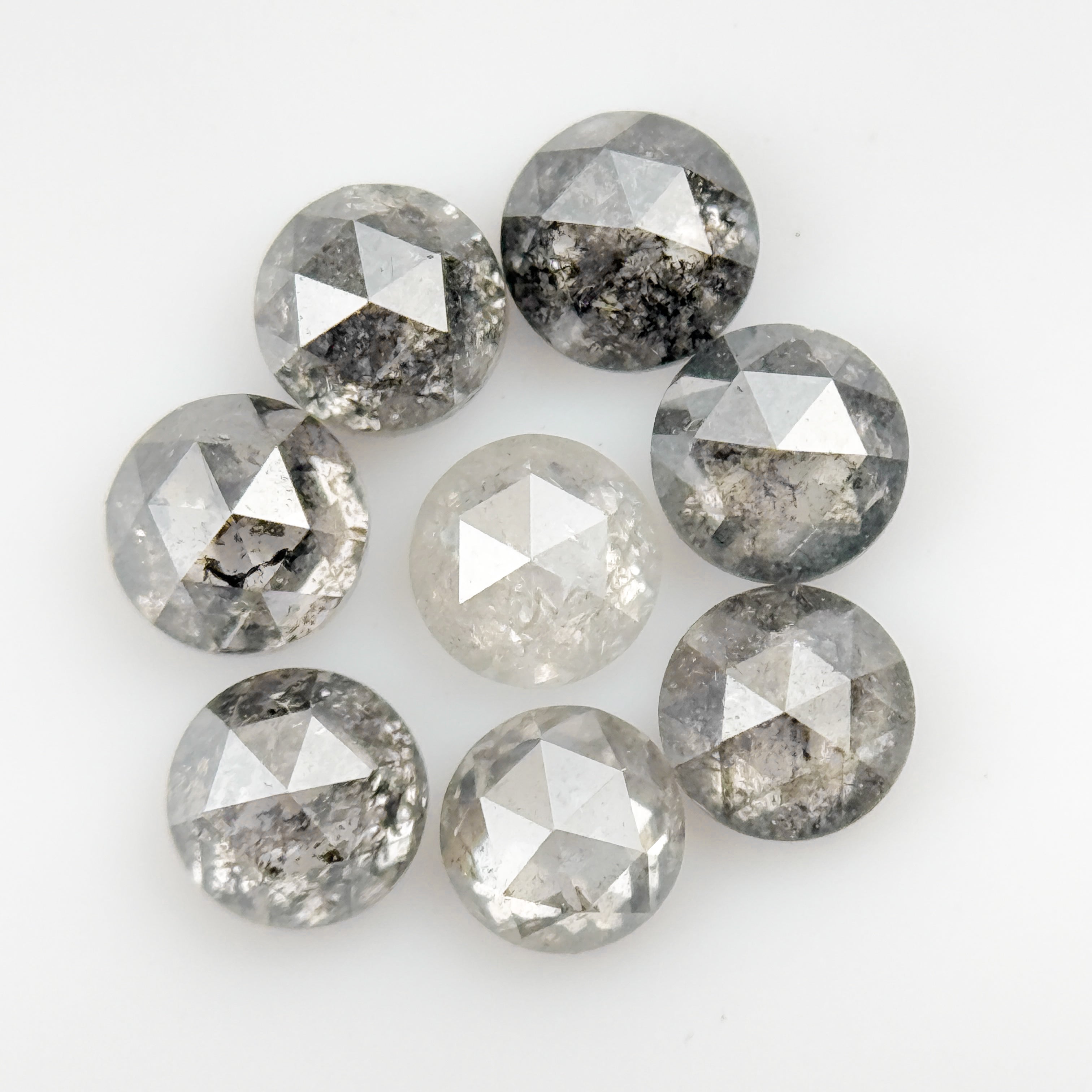 3 MM Round Rose Cut Grey Natural Galaxy Diamond
