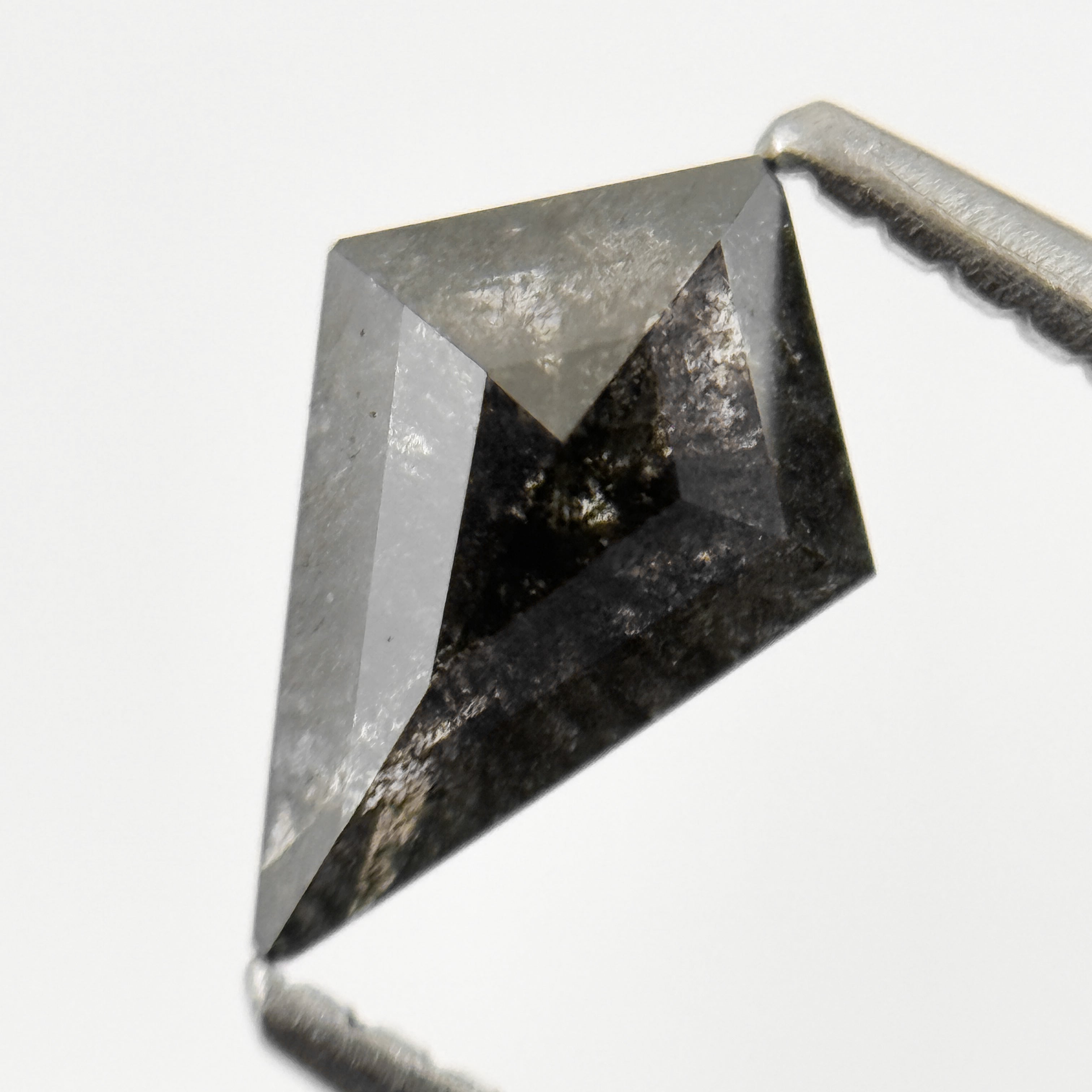0.96 Ct Kite Rose Cut Black Natural Salt and Pepper Diamond