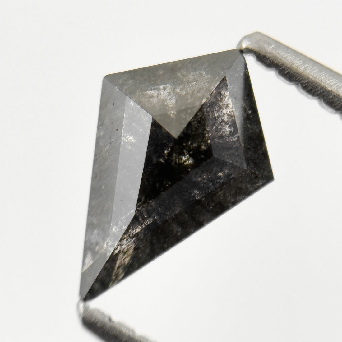 0.96 Ct Kite Rose Cut Black Natural Salt and Pepper Diamond