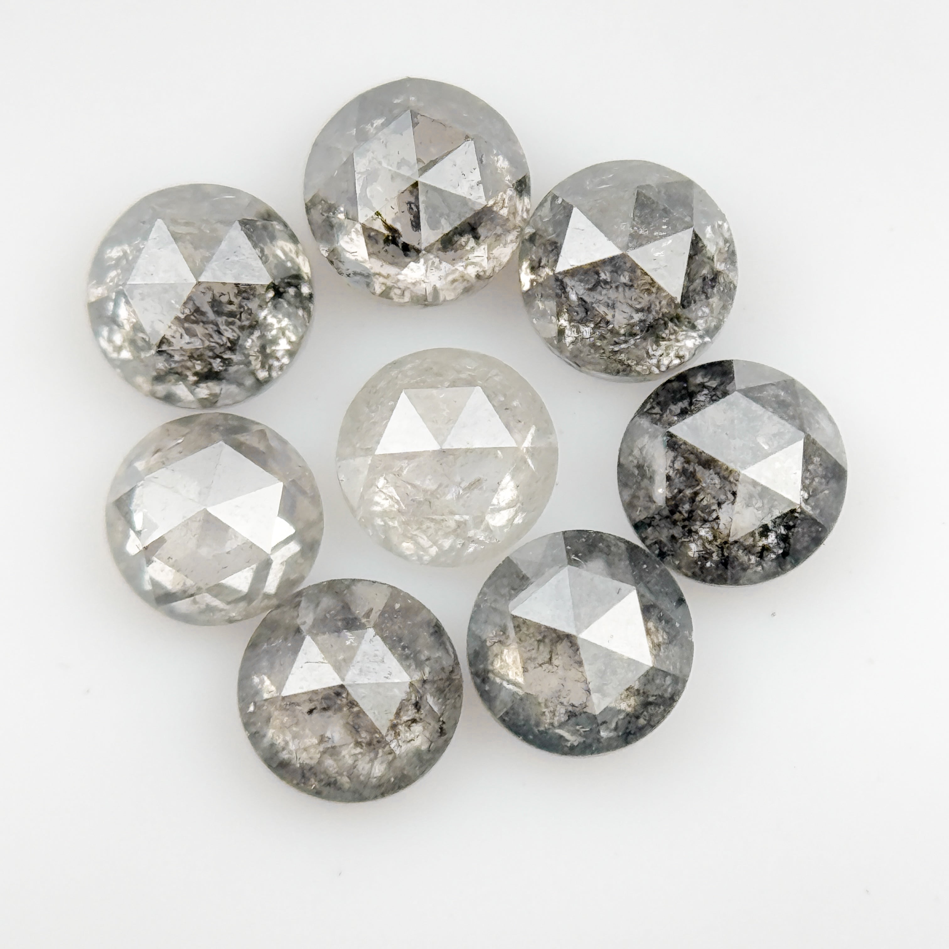 3 MM Round Rose Cut Grey Natural Galaxy Diamond