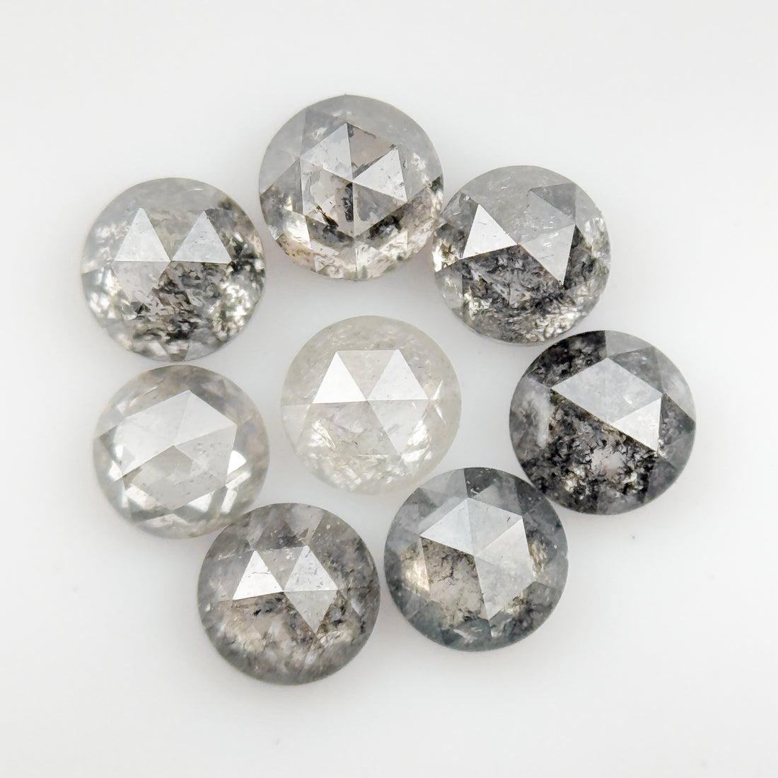 3 MM Round Rose Cut Grey Natural Galaxy Diamond