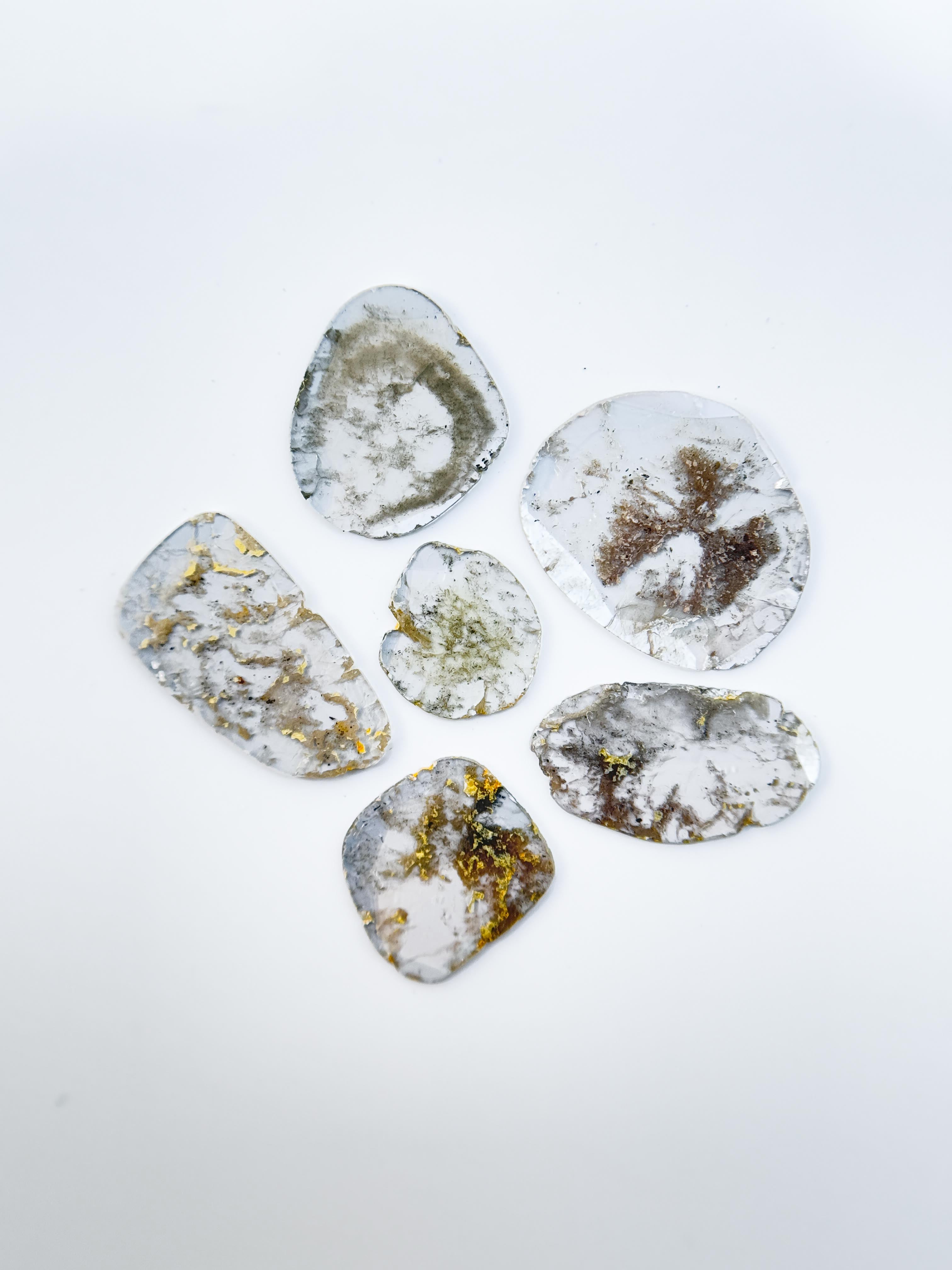 2.91 Ct Slice Rose Cut Grey Natural Salt and Pepper Diamond