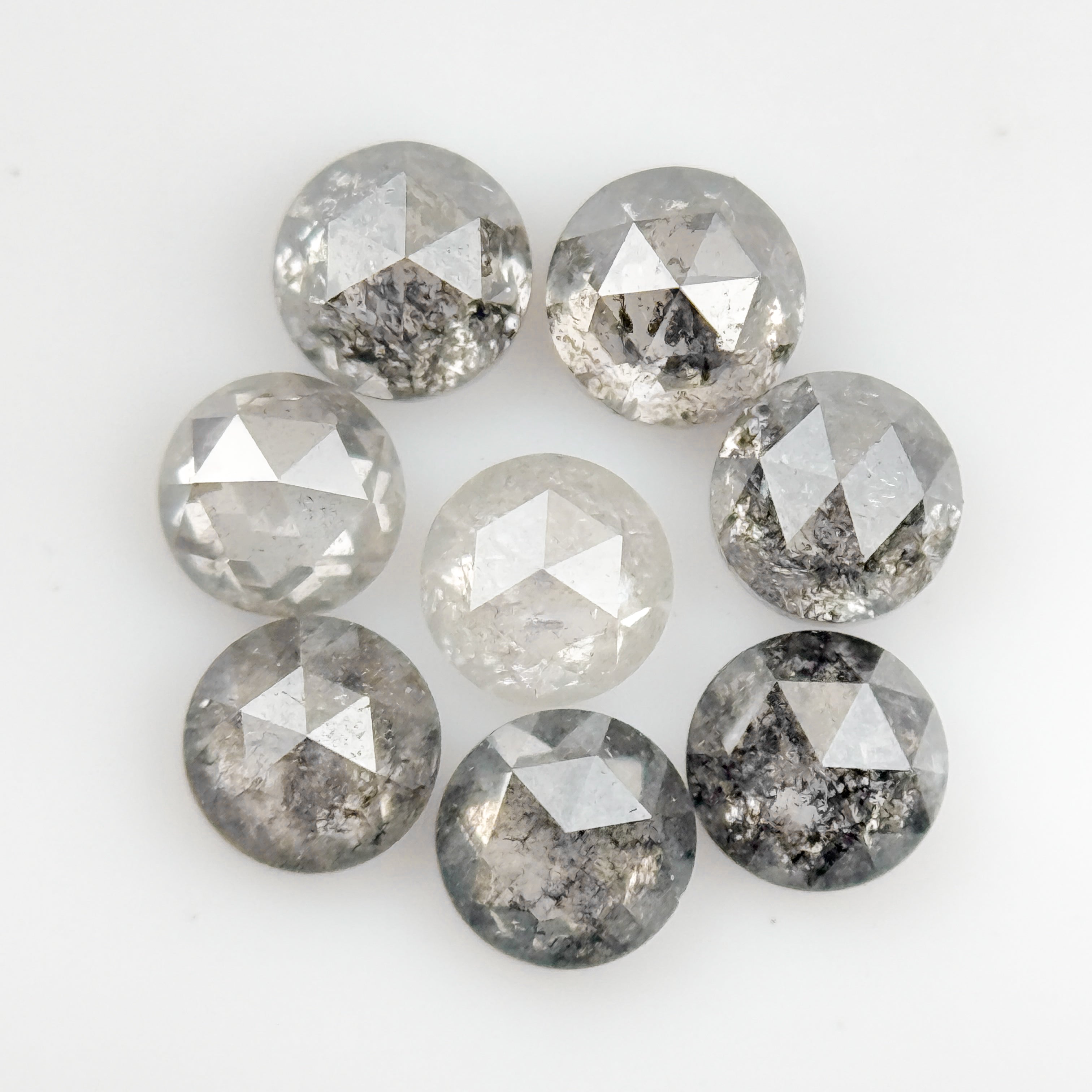 3 MM Round Rose Cut Grey Natural Galaxy Diamond