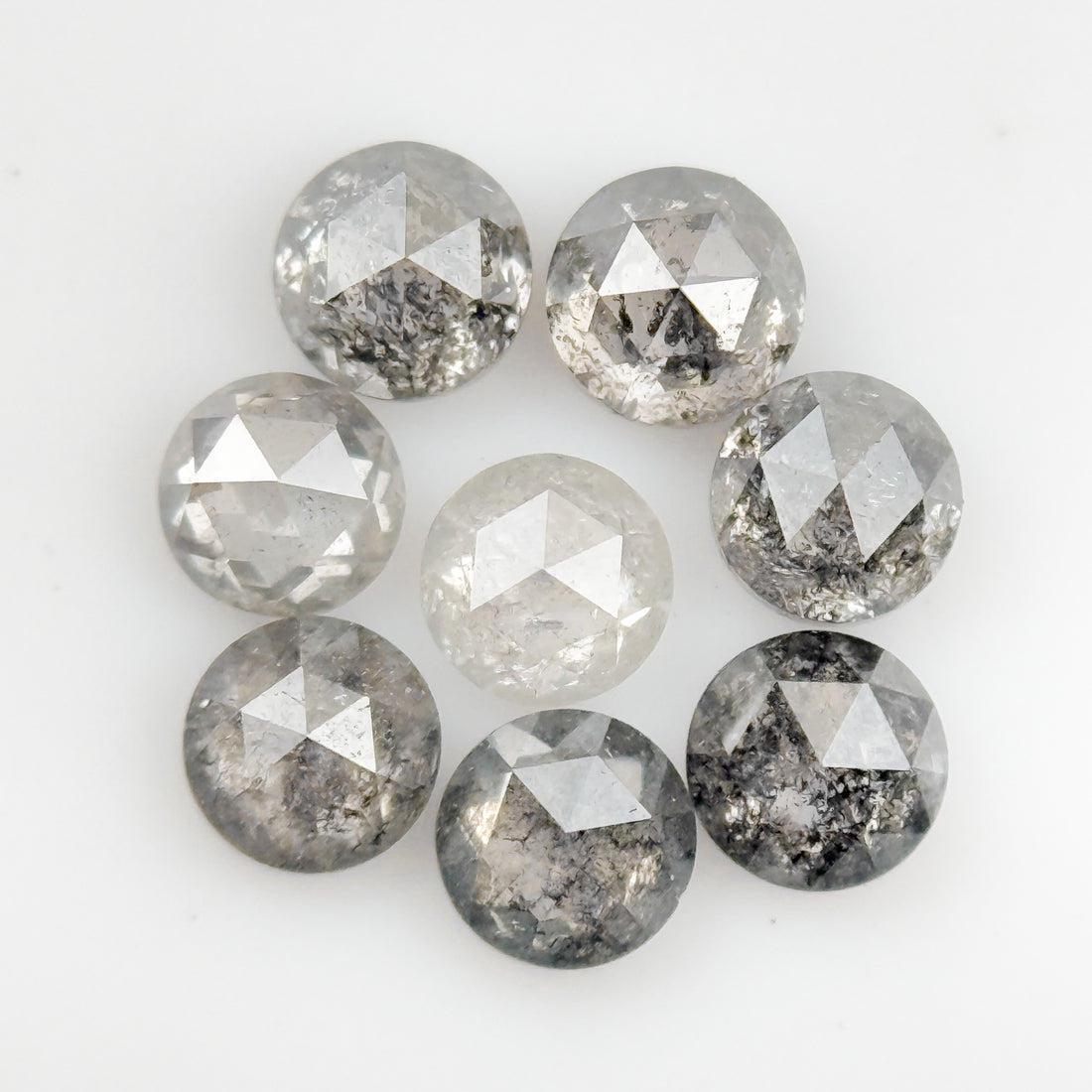 3 MM Round Rose Cut Grey Natural Galaxy Diamond