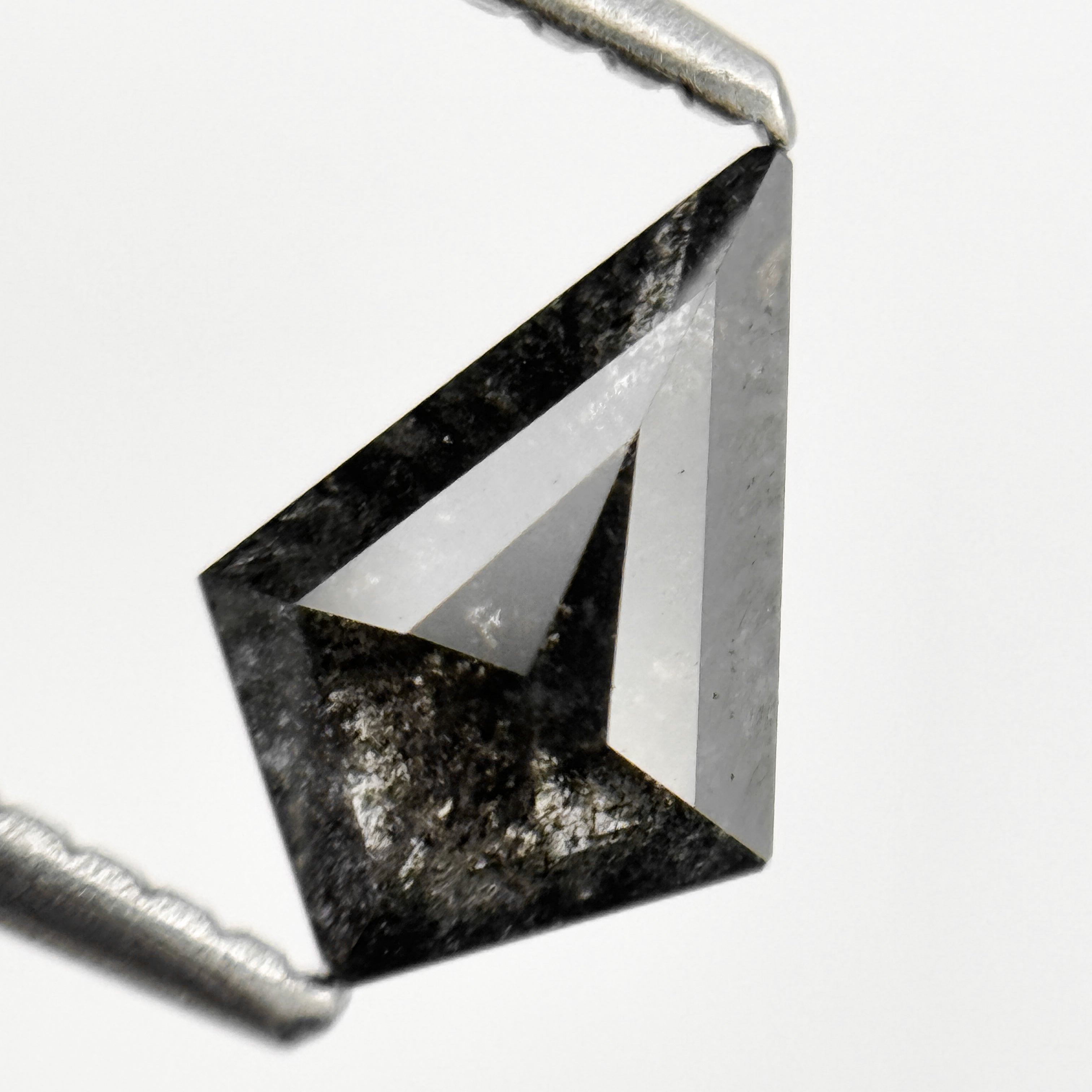 0.96 Ct Kite Rose Cut Black Natural Salt and Pepper Diamond