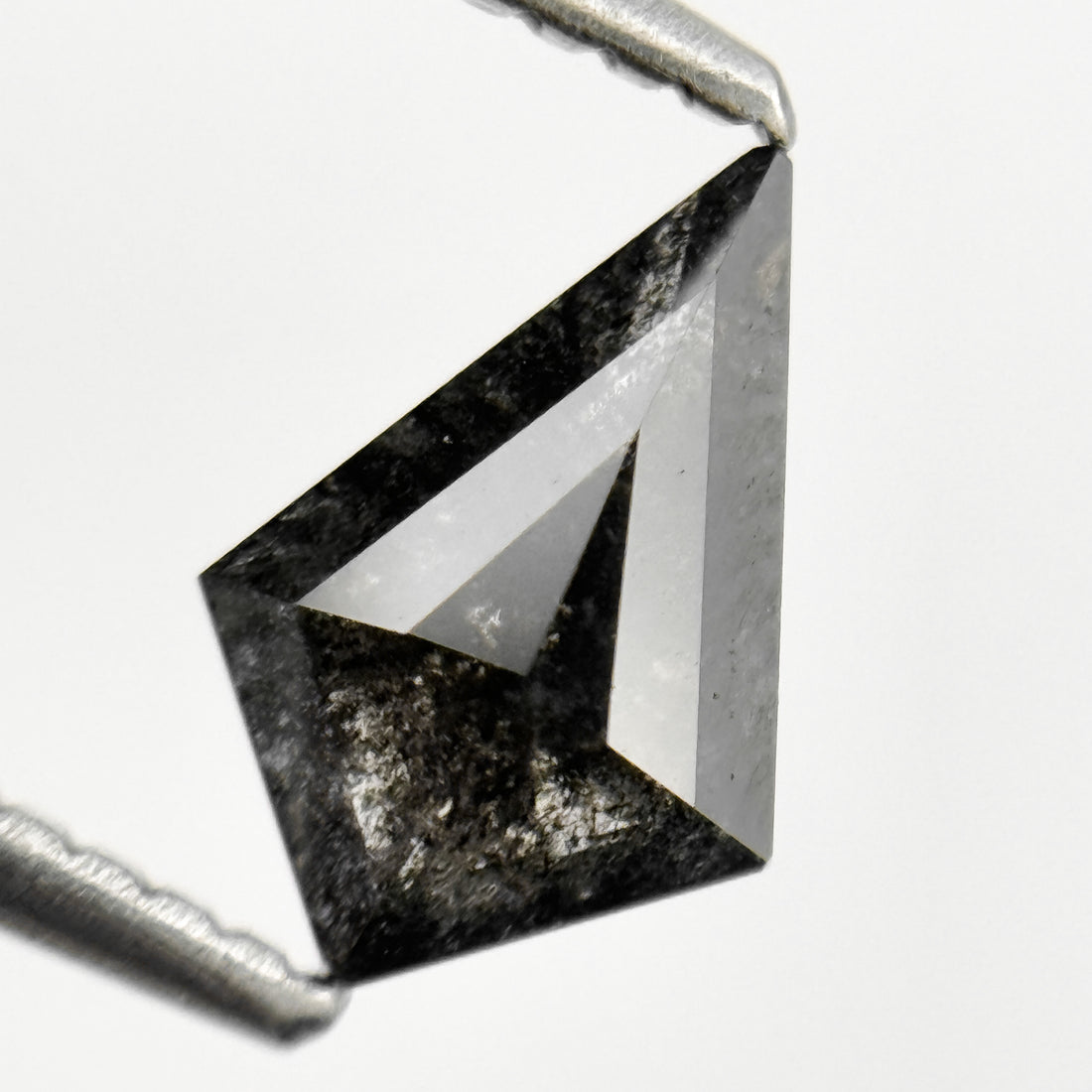 0.96 Ct Kite Rose Cut Black Natural Salt and Pepper Diamond