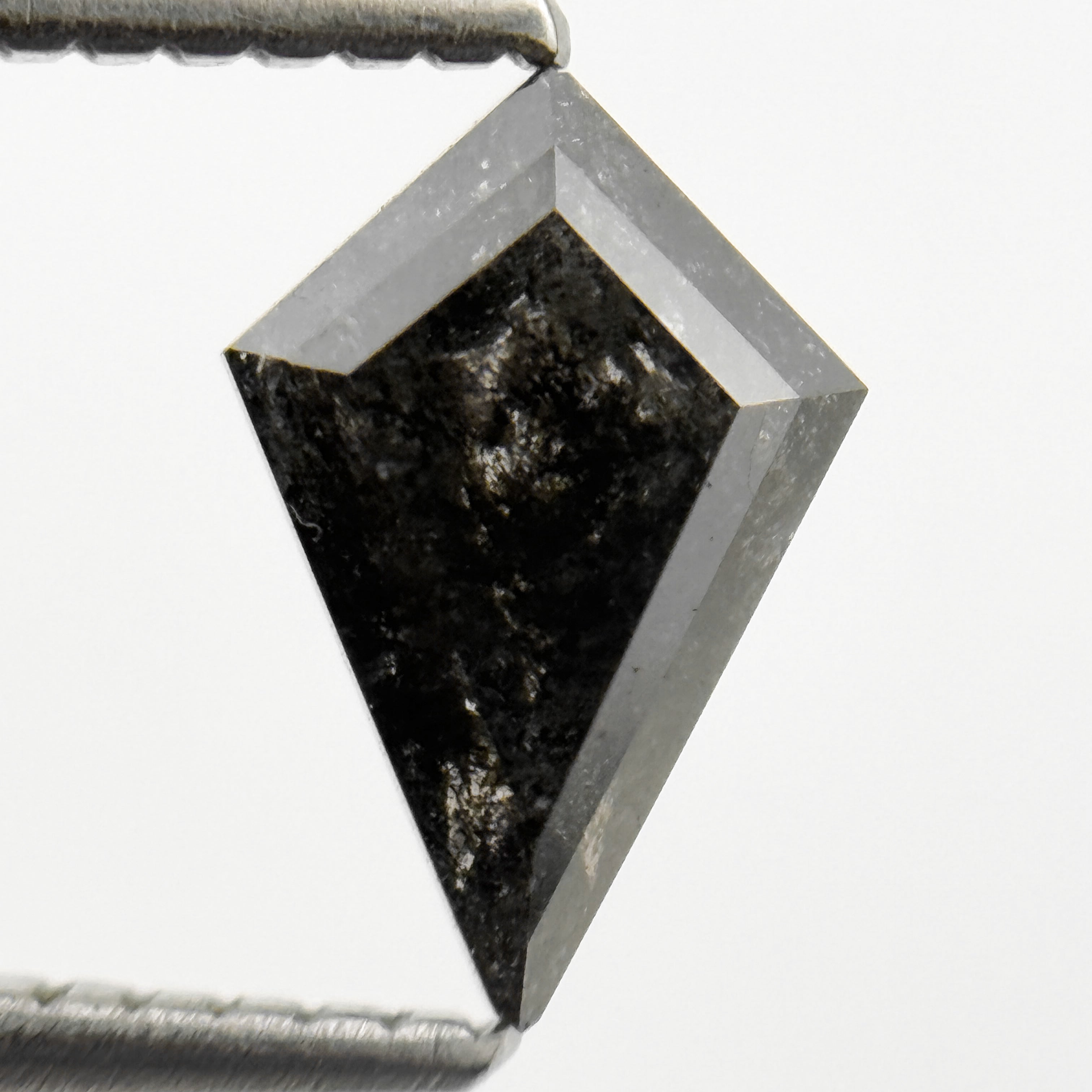 0.96 Ct Kite Rose Cut Black Natural Salt and Pepper Diamond