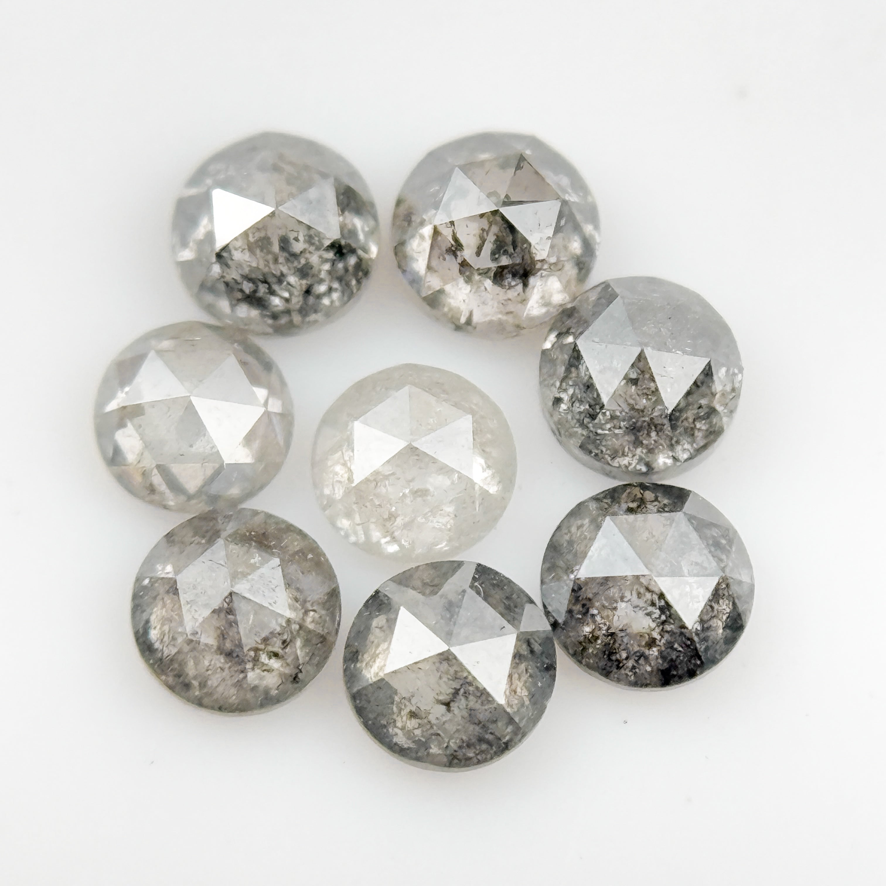 3 MM Round Rose Cut Grey Natural Galaxy Diamond