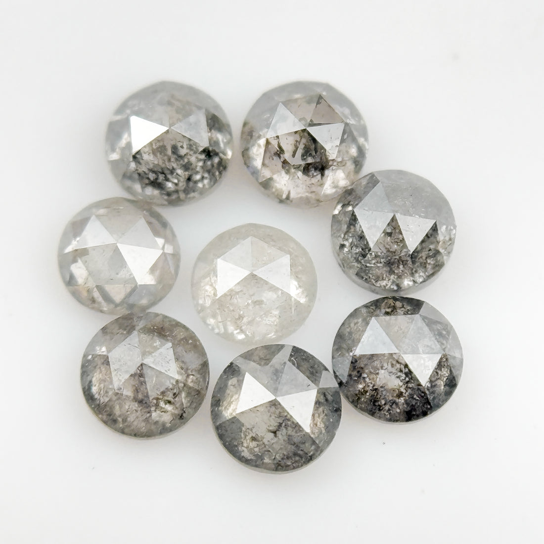 3 MM Round Rose Cut Grey Natural Galaxy Diamond