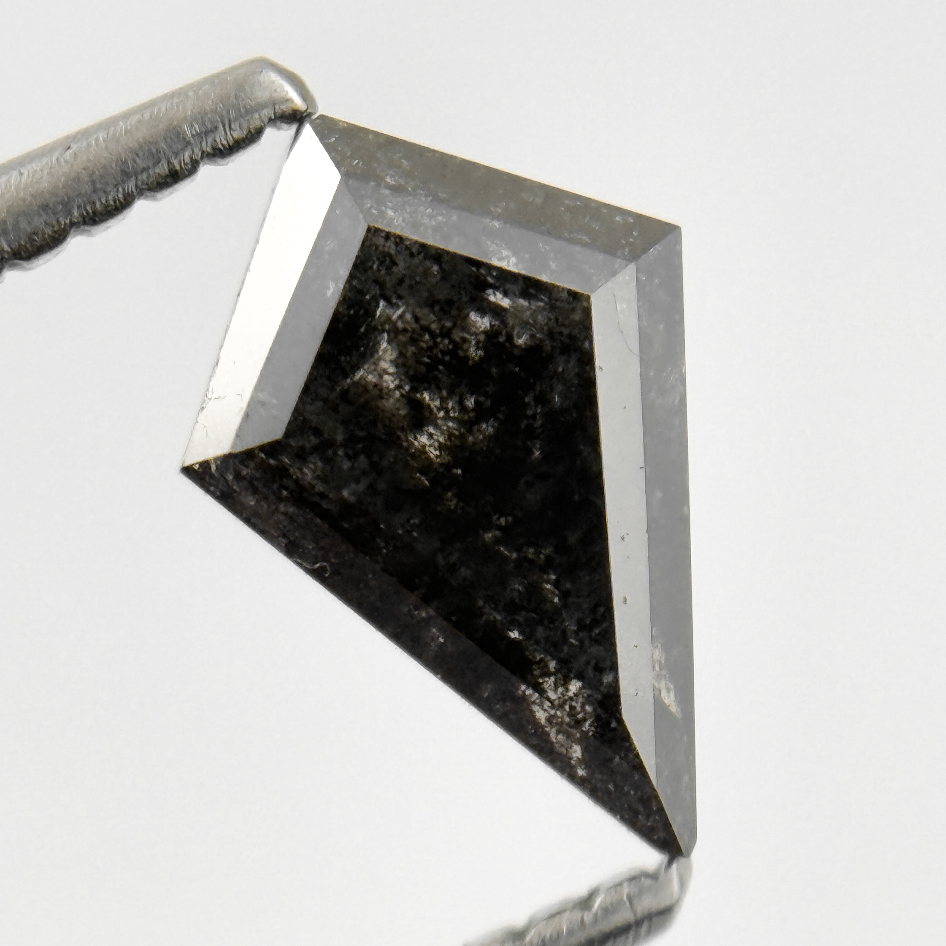 0.96 Ct Kite Rose Cut Black Natural Salt and Pepper Diamond