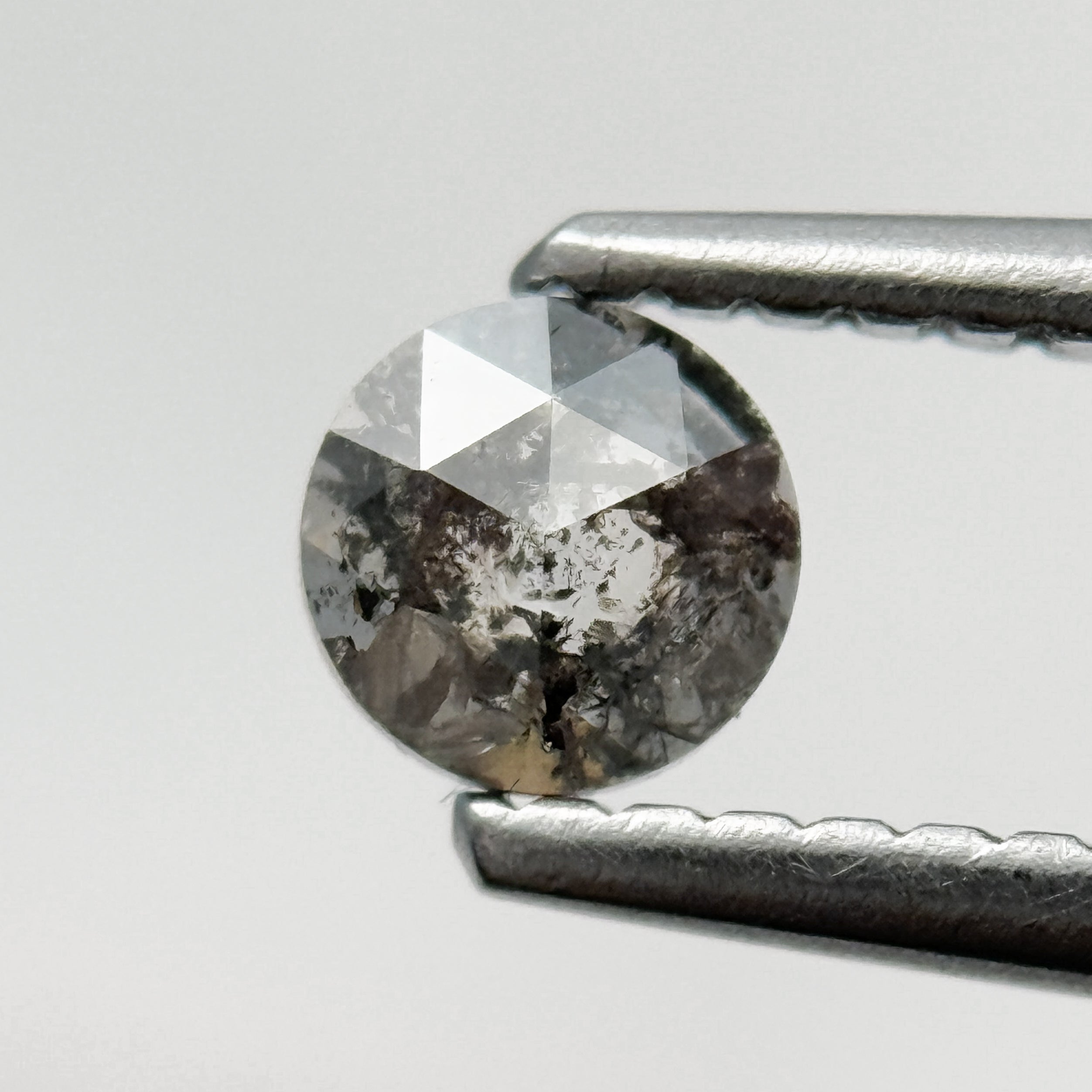 0.21 Ct Round Rose Cut Grey Natural Salt and Pepper Diamond