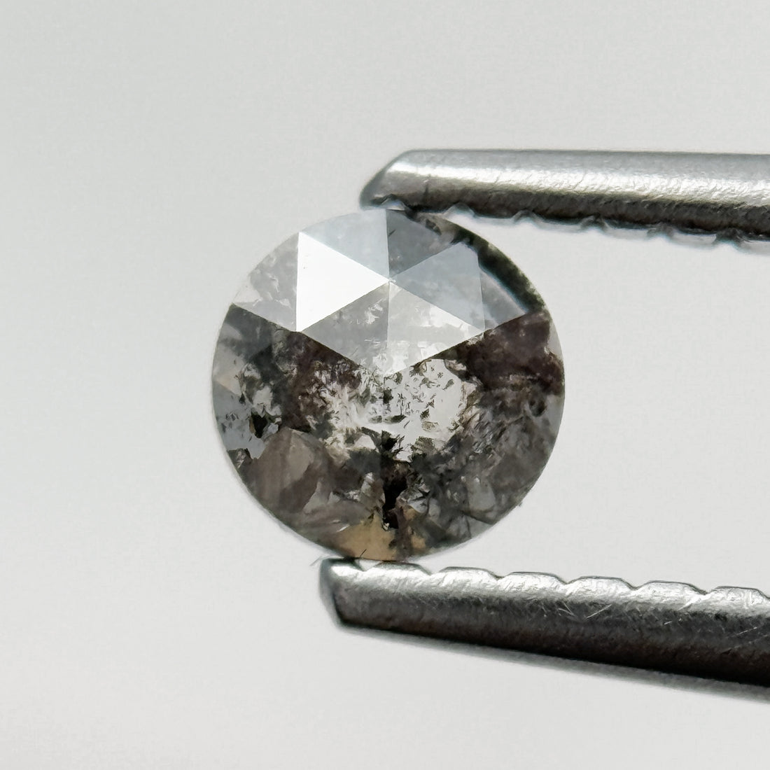 0.21 Ct Round Rose Cut Grey Natural Salt and Pepper Diamond