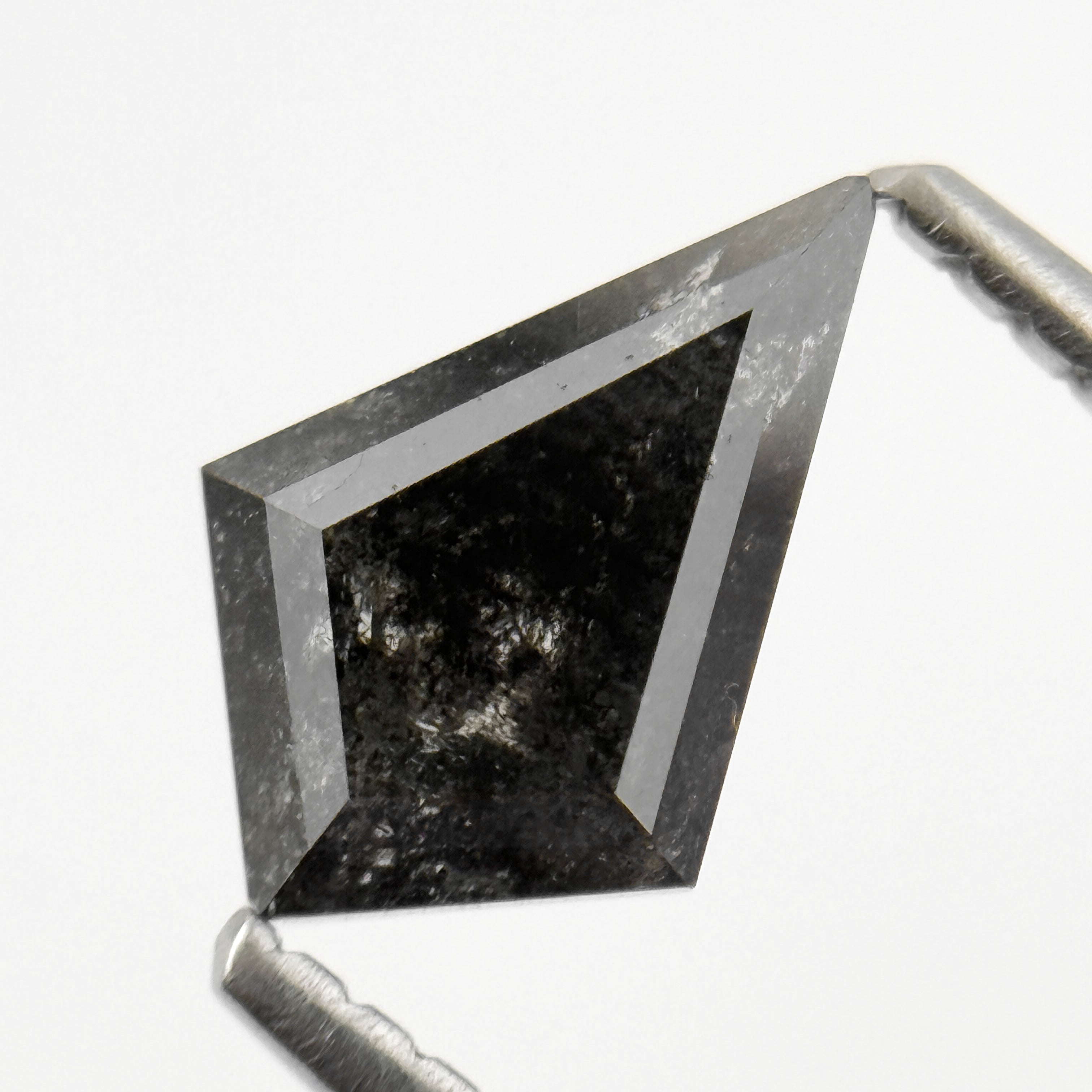 0.96 Ct Kite Rose Cut Black Natural Salt and Pepper Diamond