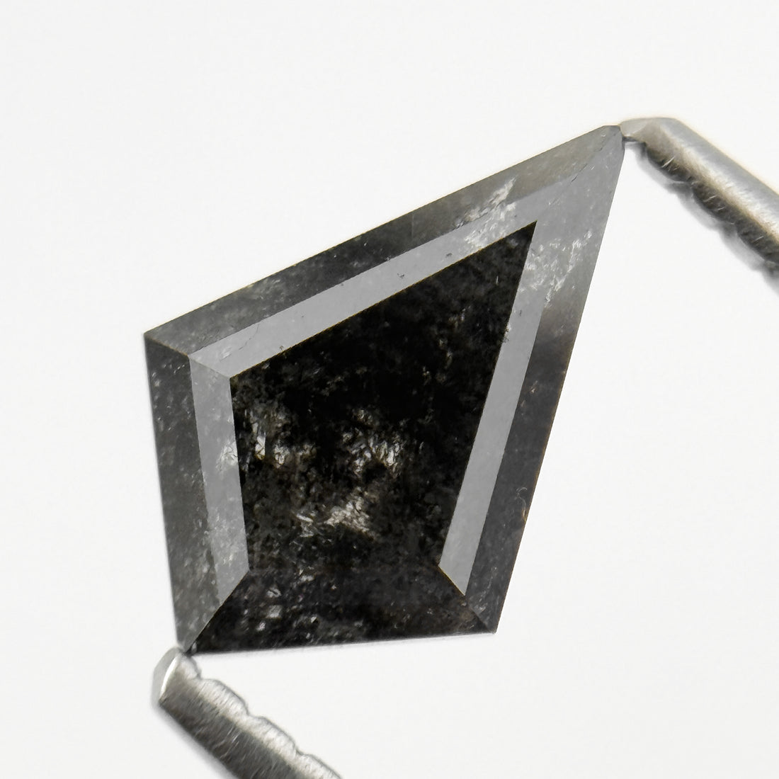 0.96 Ct Kite Rose Cut Black Natural Salt and Pepper Diamond