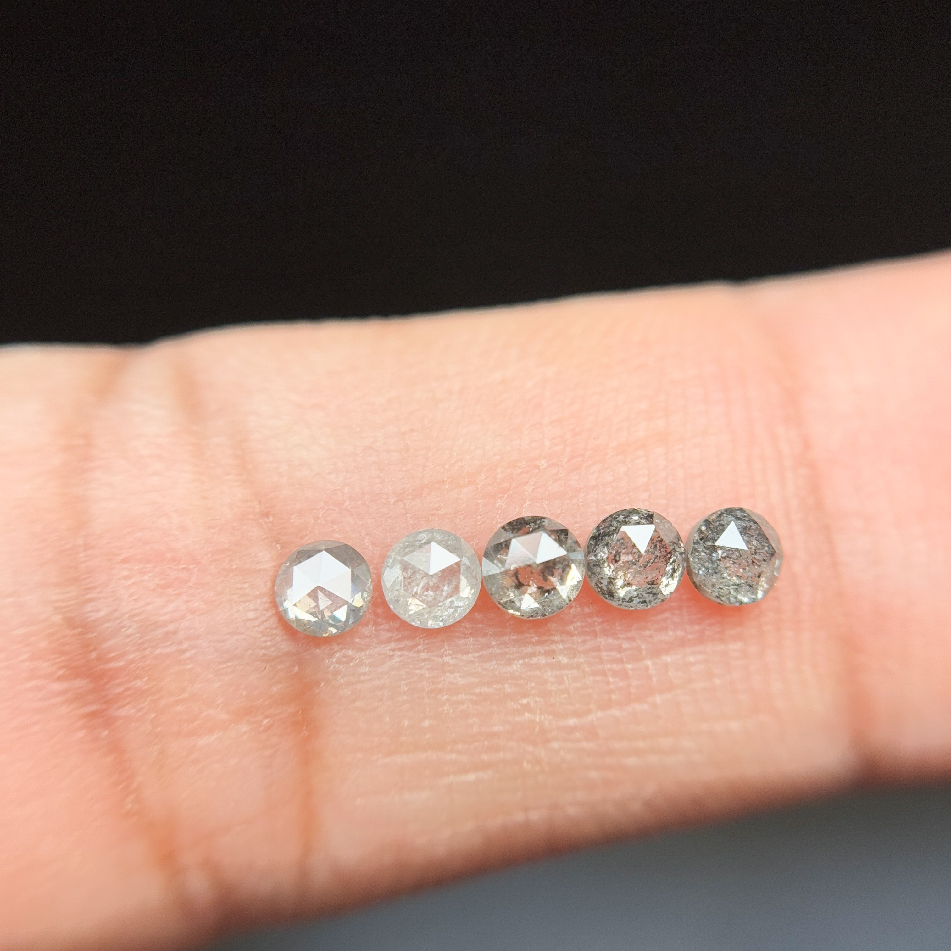 3 MM Round Rose Cut Grey Natural Galaxy Diamond