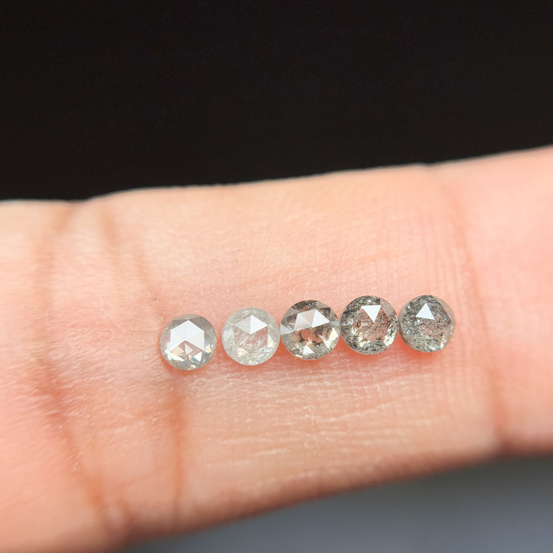 3 MM Round Rose Cut Grey Natural Galaxy Diamond