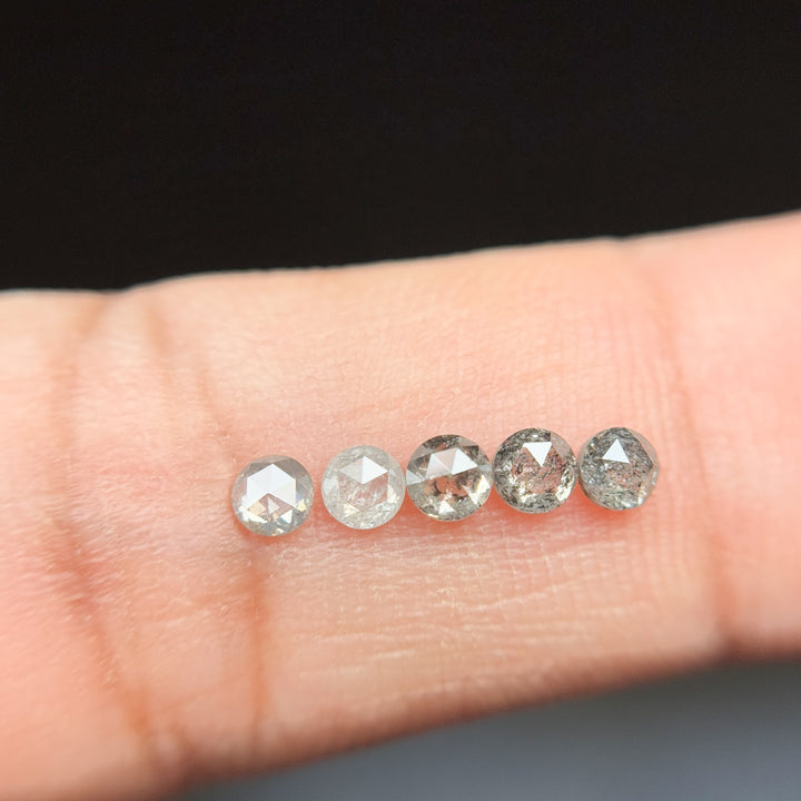 3 MM Round Rose Cut Grey Natural Galaxy Diamond